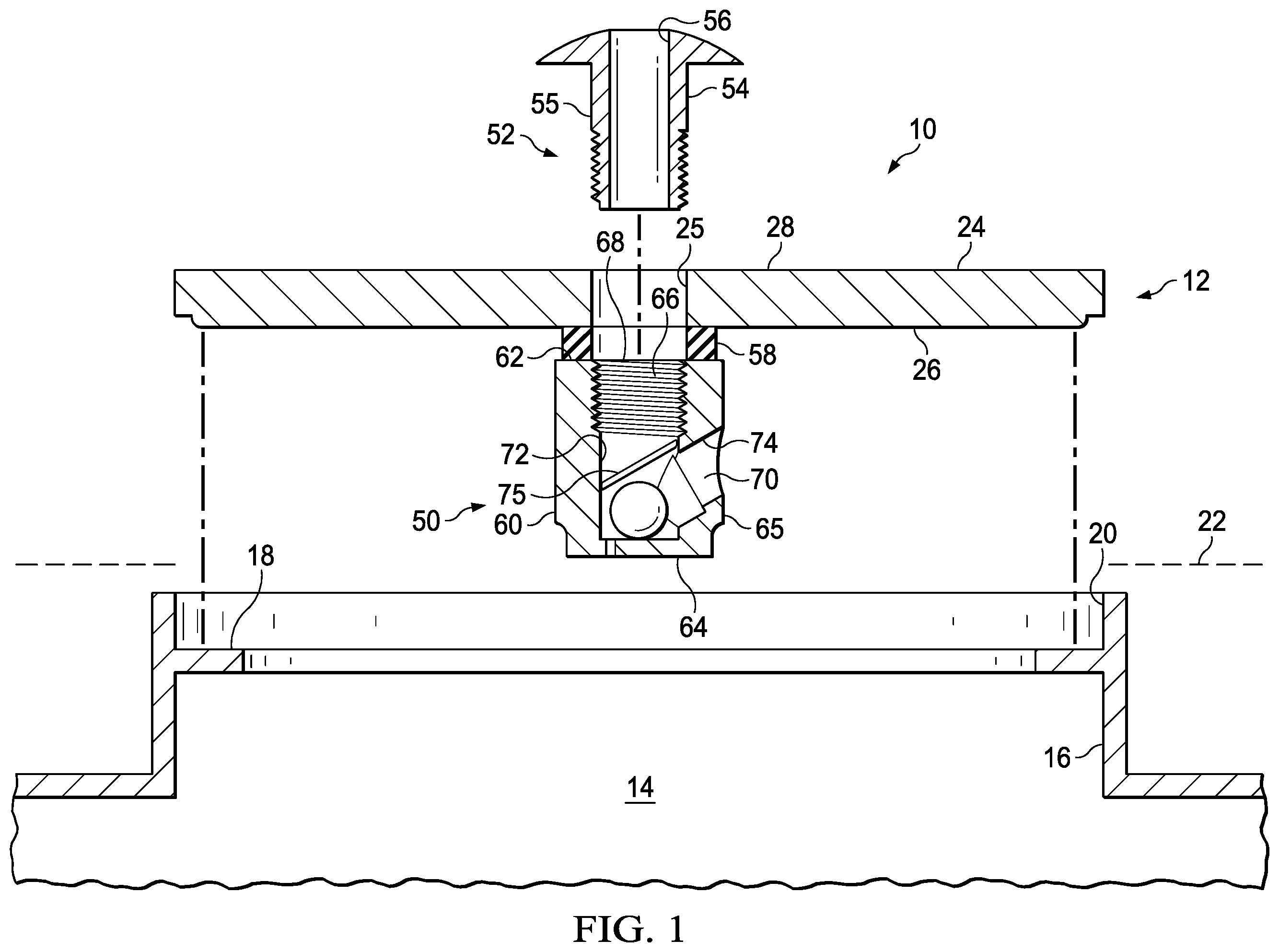 Patent US12345011 Figure 1 – Vented precipitation guarding manhole cover assembly
