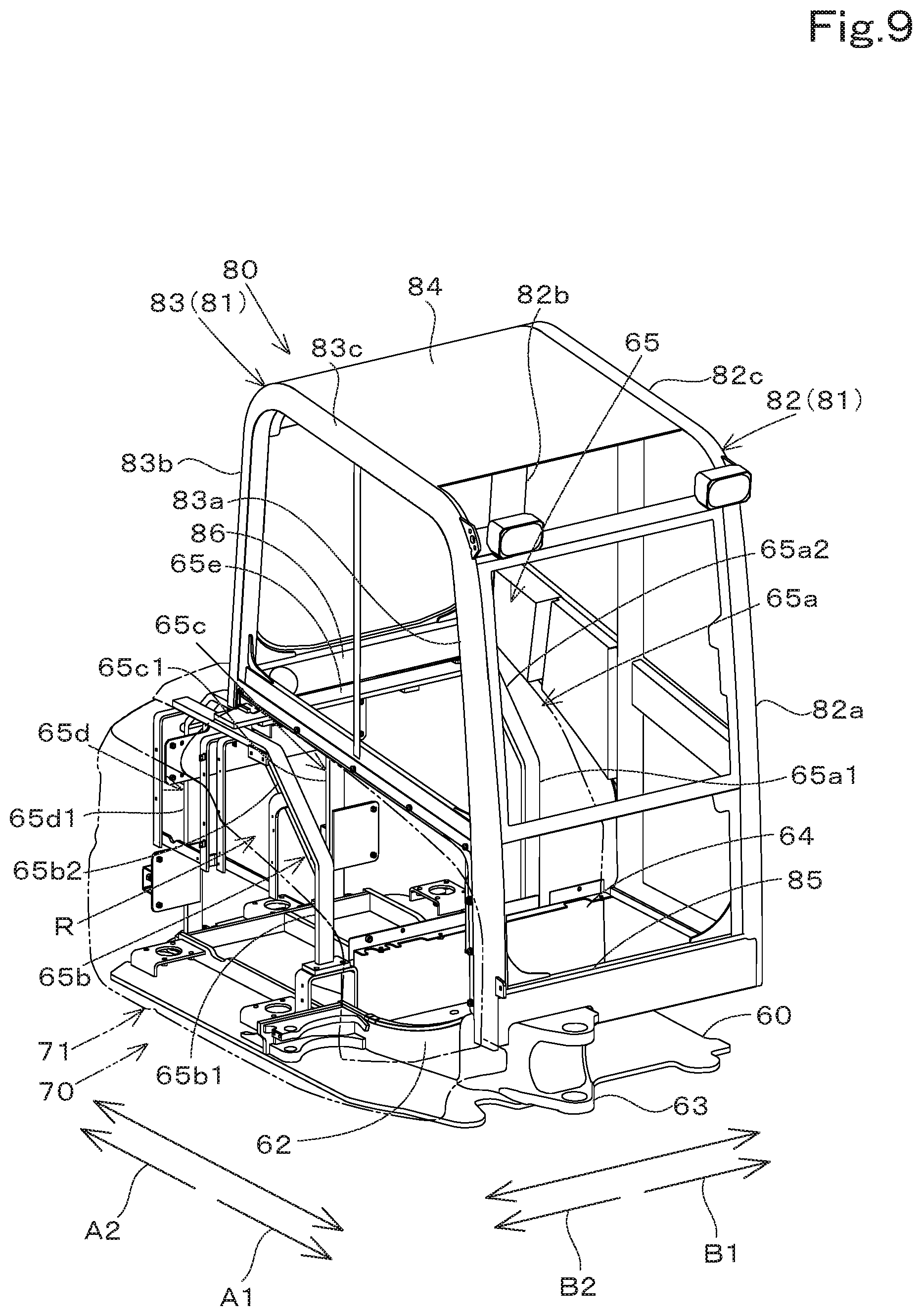 Patent US12345014 Figure 9 – Swiveling working machine