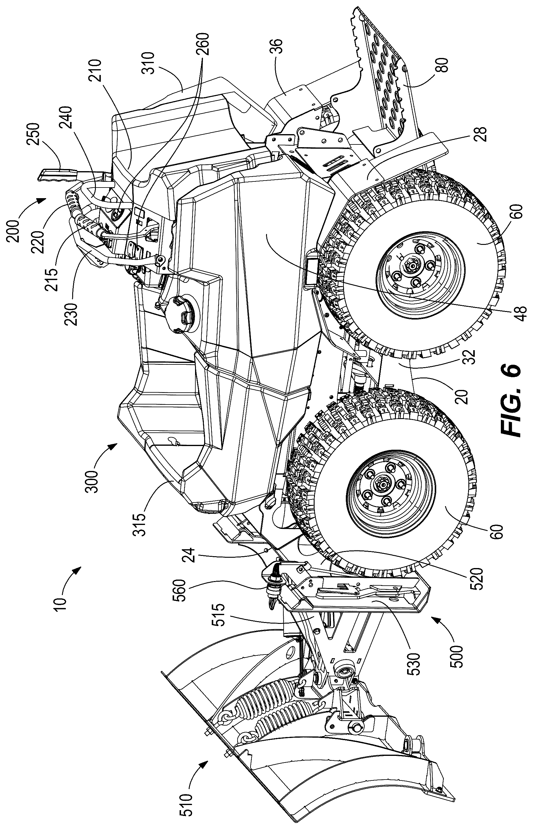 Patent US12345015 Figure 6 – Implement for skid steer vehicle