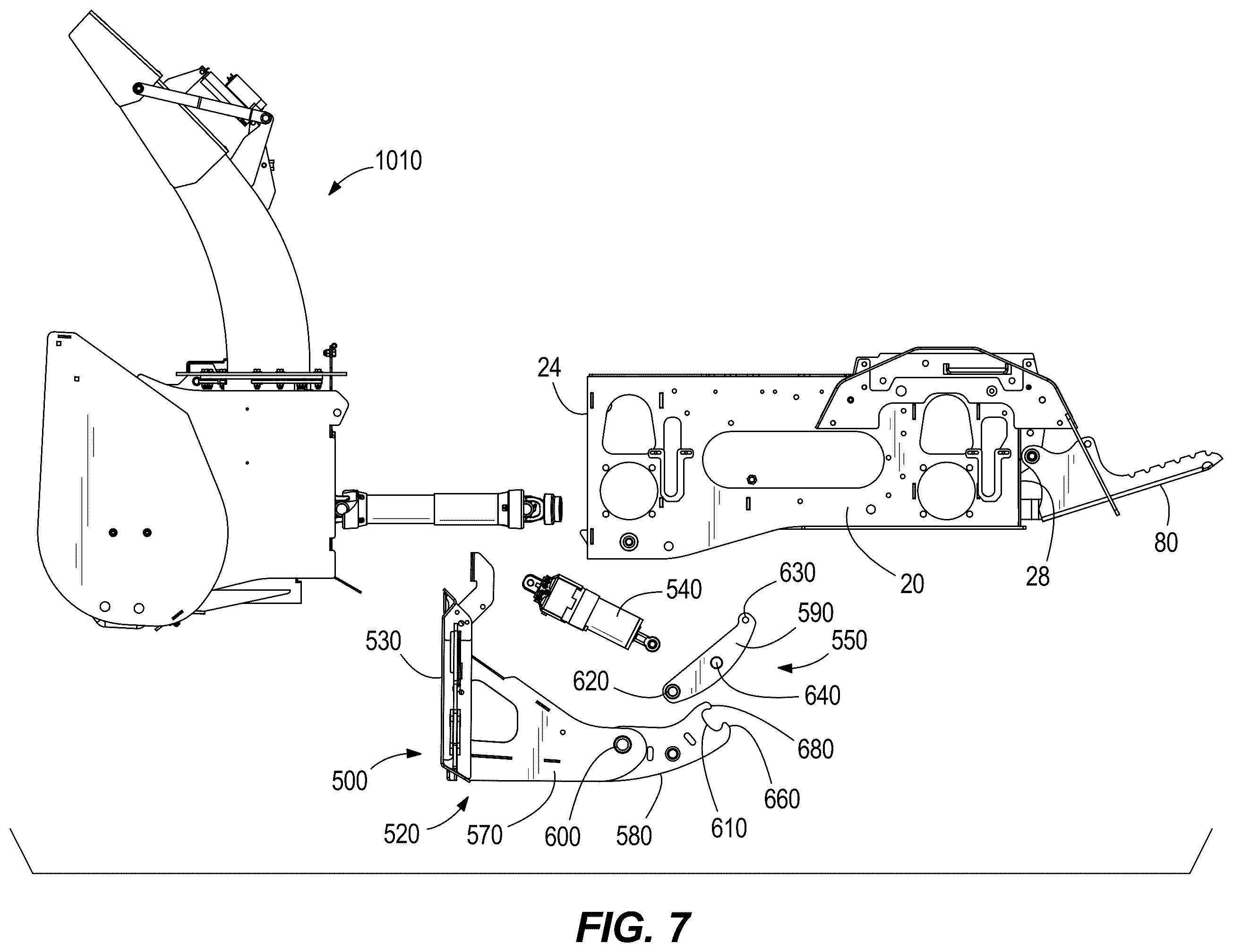 Patent US12345015 Figure 7 – Implement for skid steer vehicle