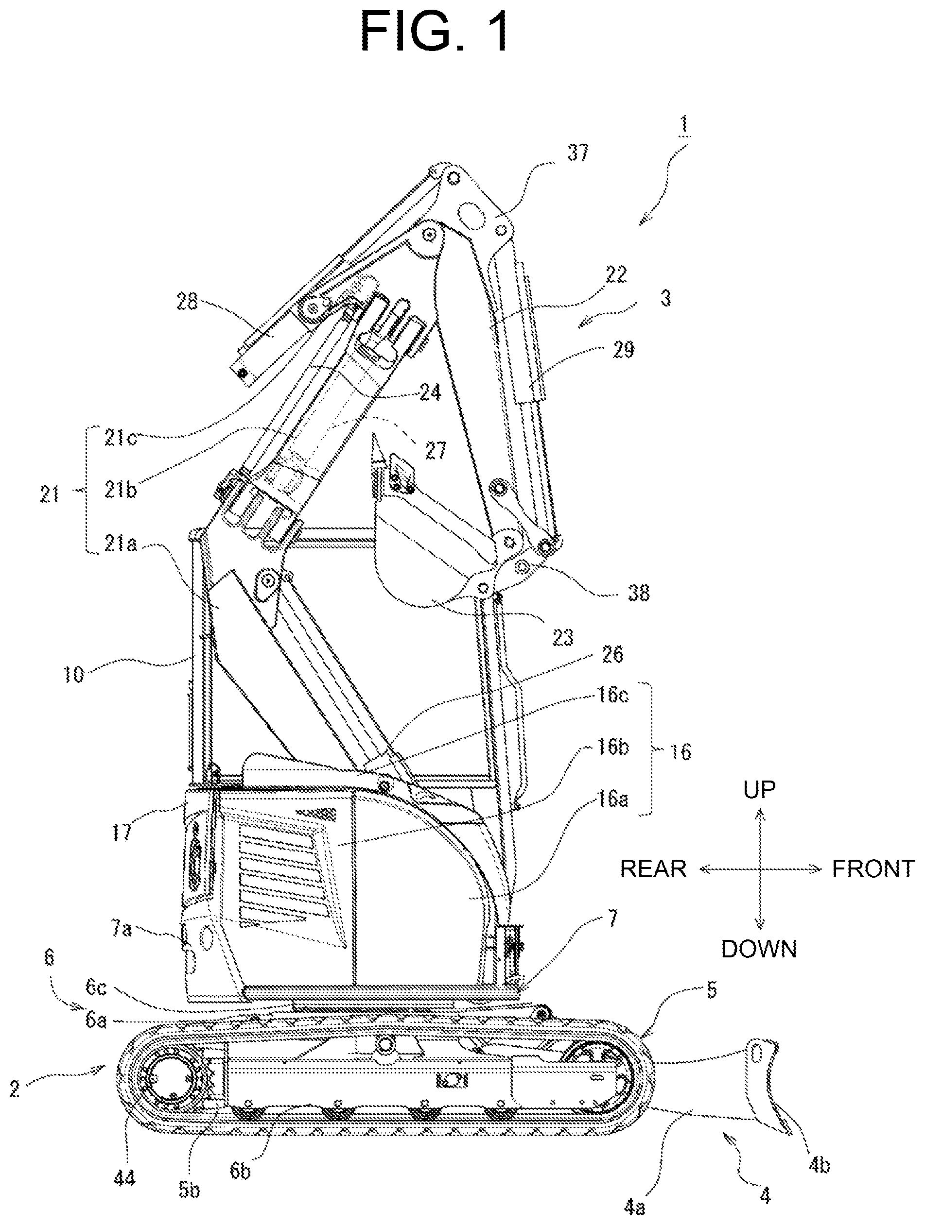 Patent US12345016 Figure 1 – Construction machine