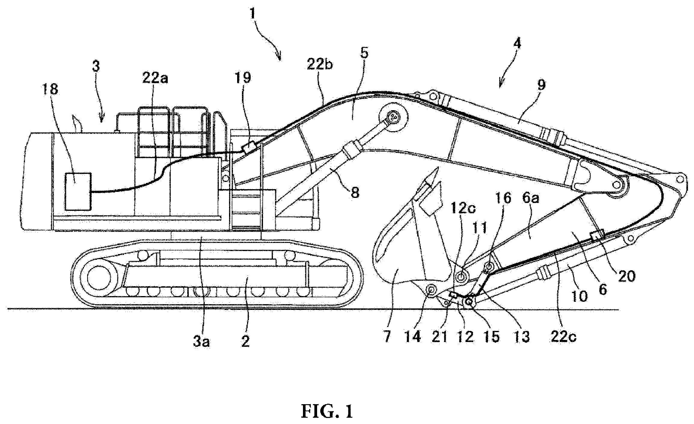 Patent US12345021 Figure 1 – Grease feeding piping arrangement structure in construction machine