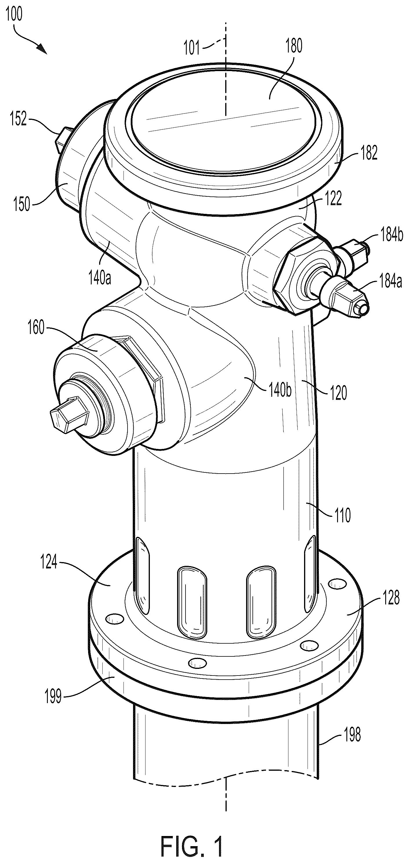 Patent US12345028 Figure 1 – Hydrant nozzle cap spacer