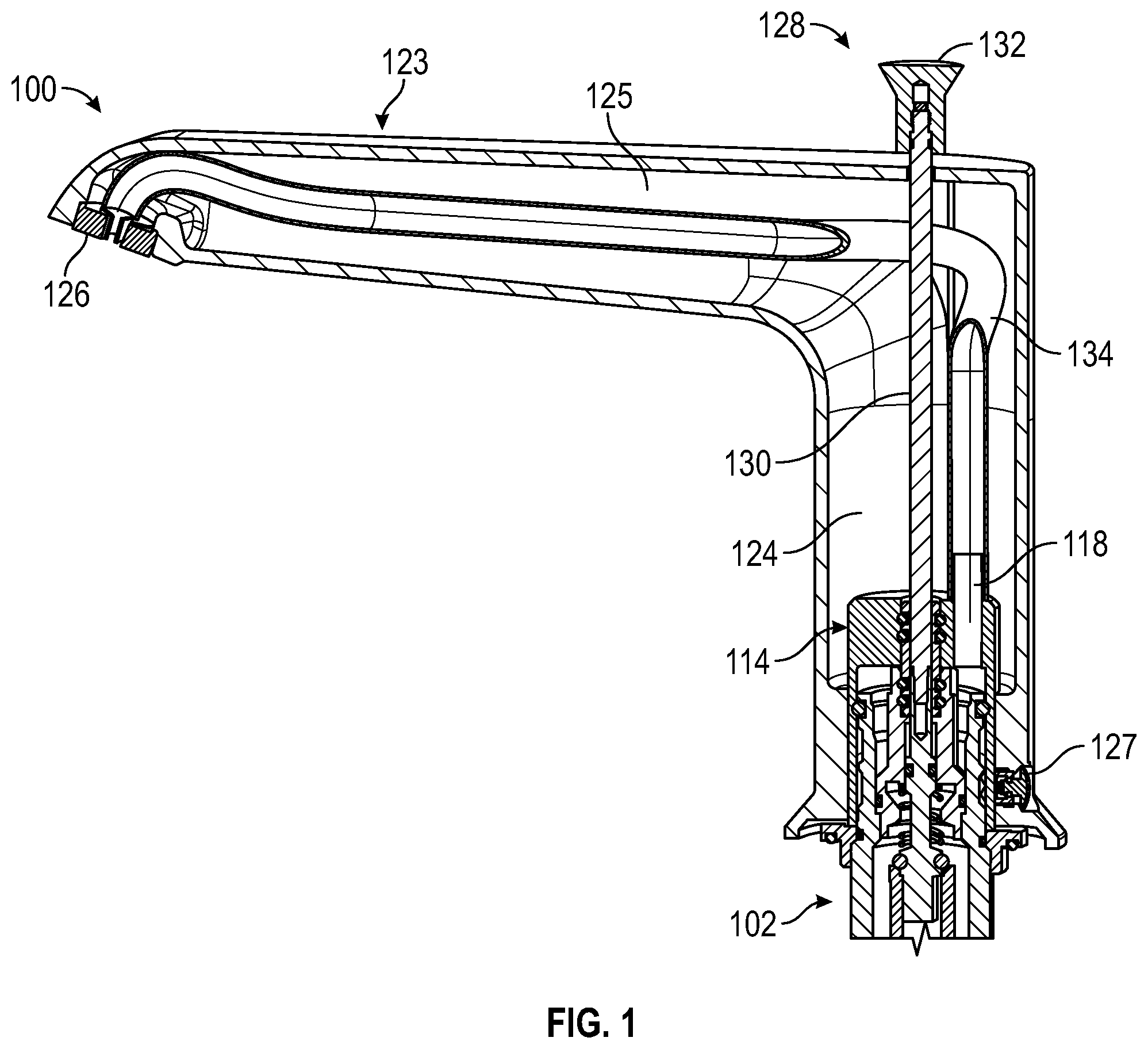 Patent US12345029 Figure 1 – Bath faucet system
