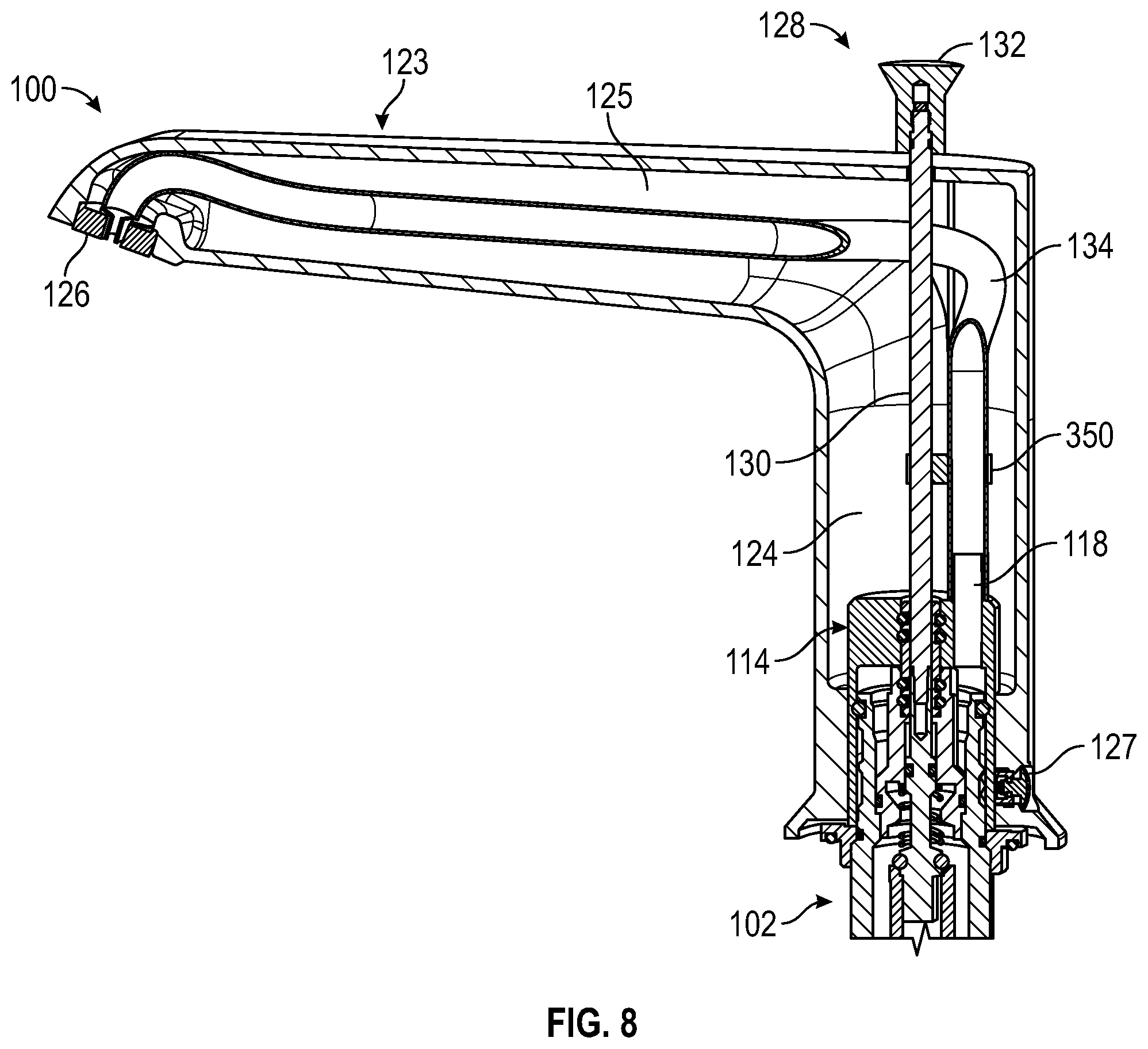 Patent US12345029 Figure 8 – Bath faucet system