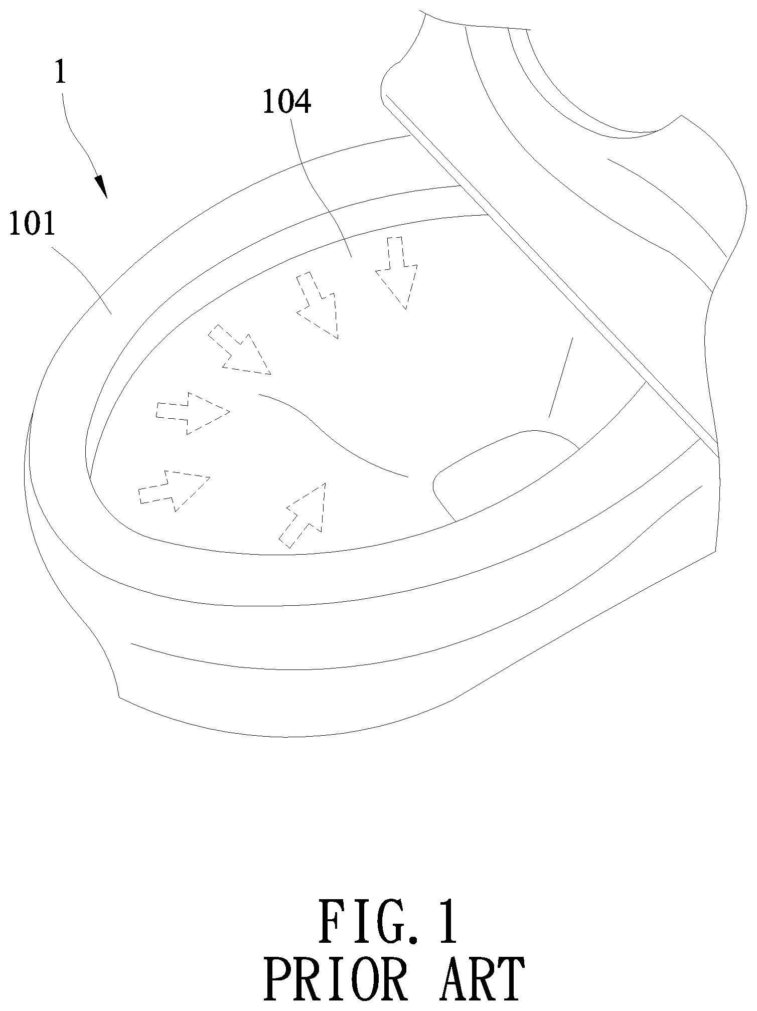 Patent US12345033 Figure 1 – Vortex flush toilet
