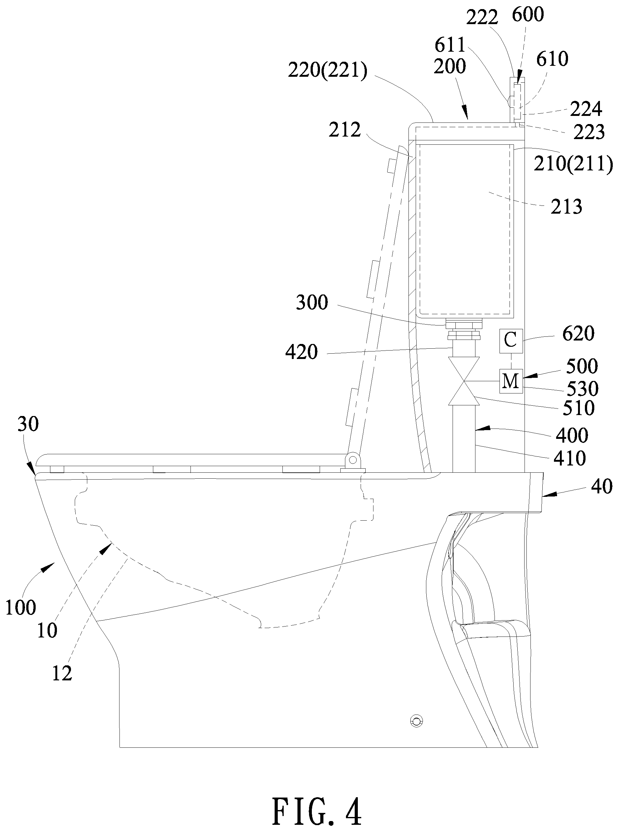 Patent US12345033 Figure 4 – Vortex flush toilet