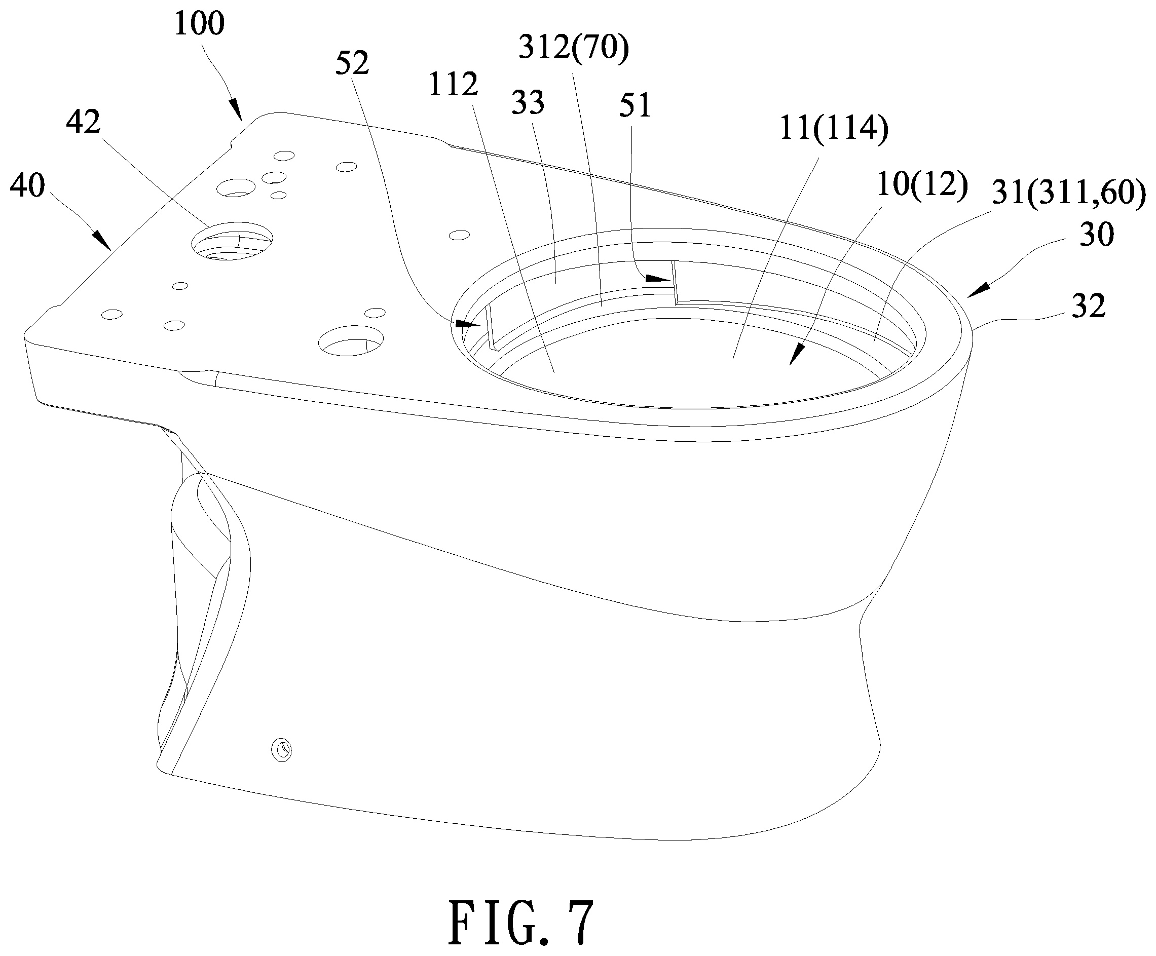 Patent US12345033 Figure 7 – Vortex flush toilet