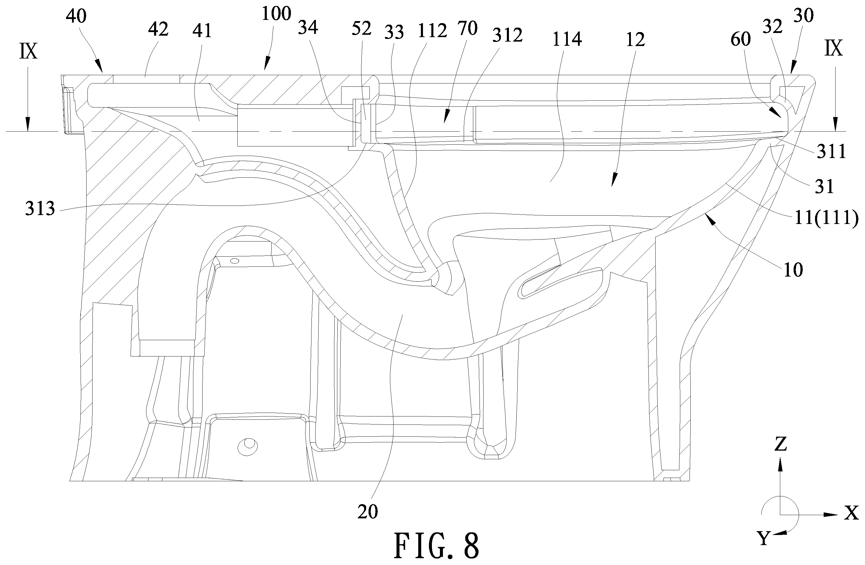 Patent US12345033 Figure 8 – Vortex flush toilet