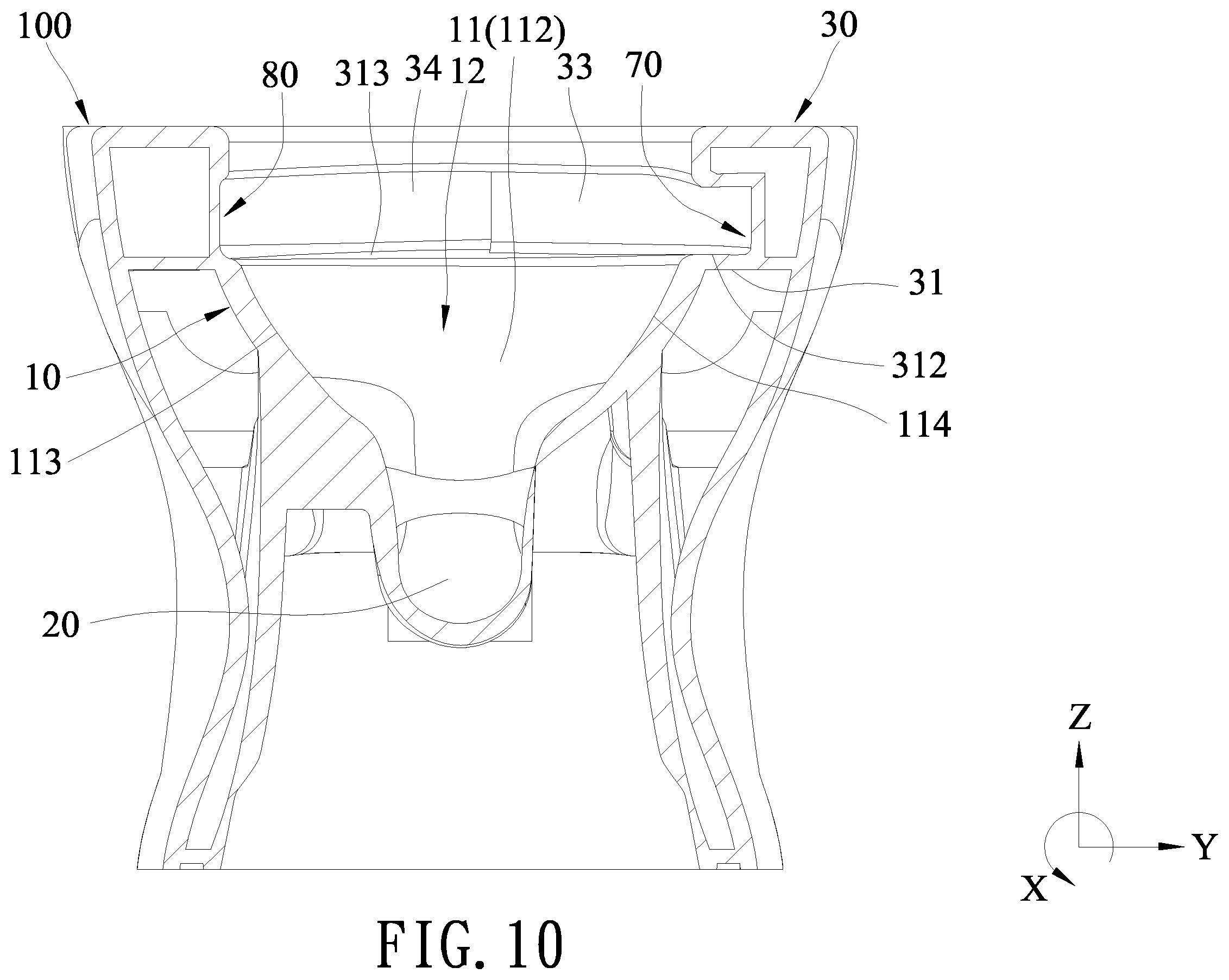 Patent US12345033 Figure 10 – Vortex flush toilet
