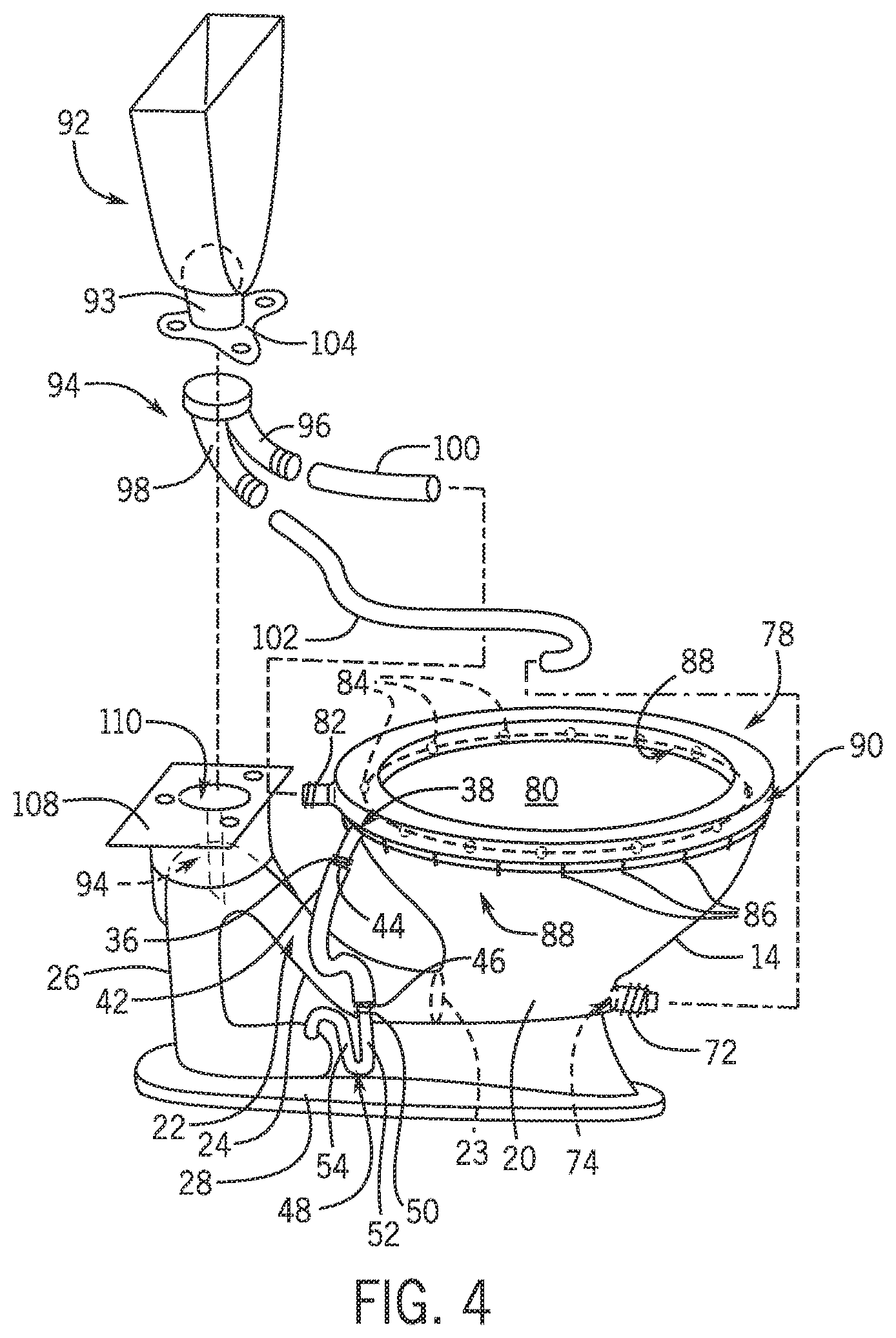 Patent US12345035 Figure 3 – Toilet with non-vitreous flush engine