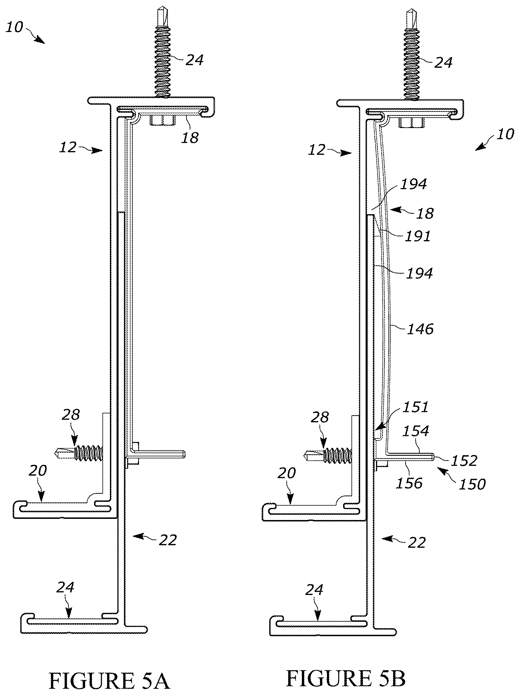 Patent US12345043 Figure 5 – Adjustable support system for a building structure and a wall structure having an adjustable support system
