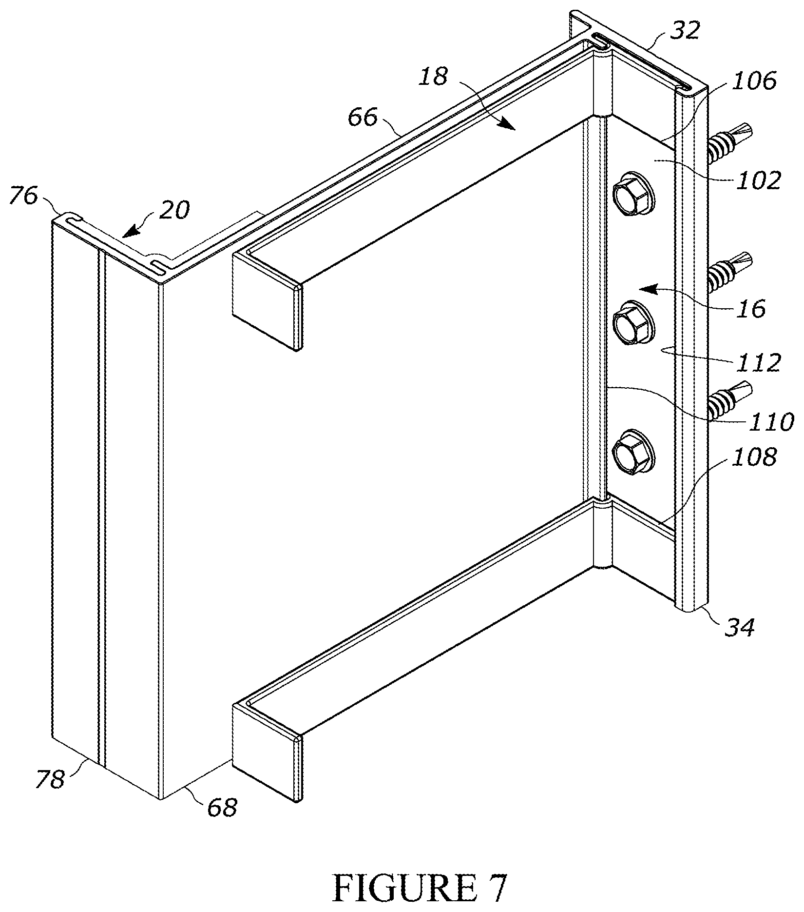 Patent US12345043 Figure 7 – Adjustable support system for a building structure and a wall structure having an adjustable support system