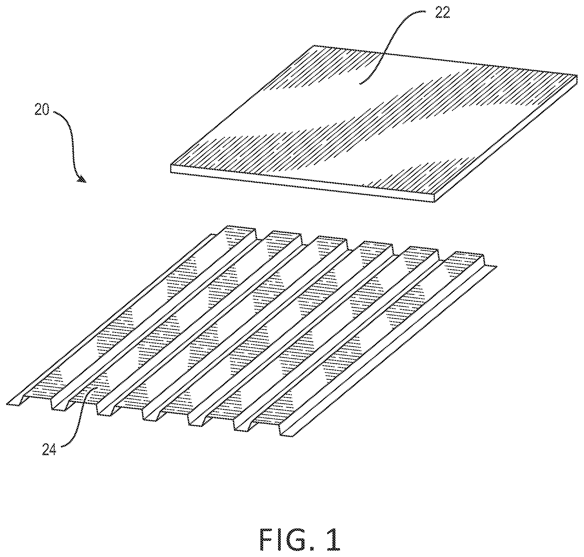 Patent US12345044 Figure 1 – Composite structure including a structural panel and a metal support