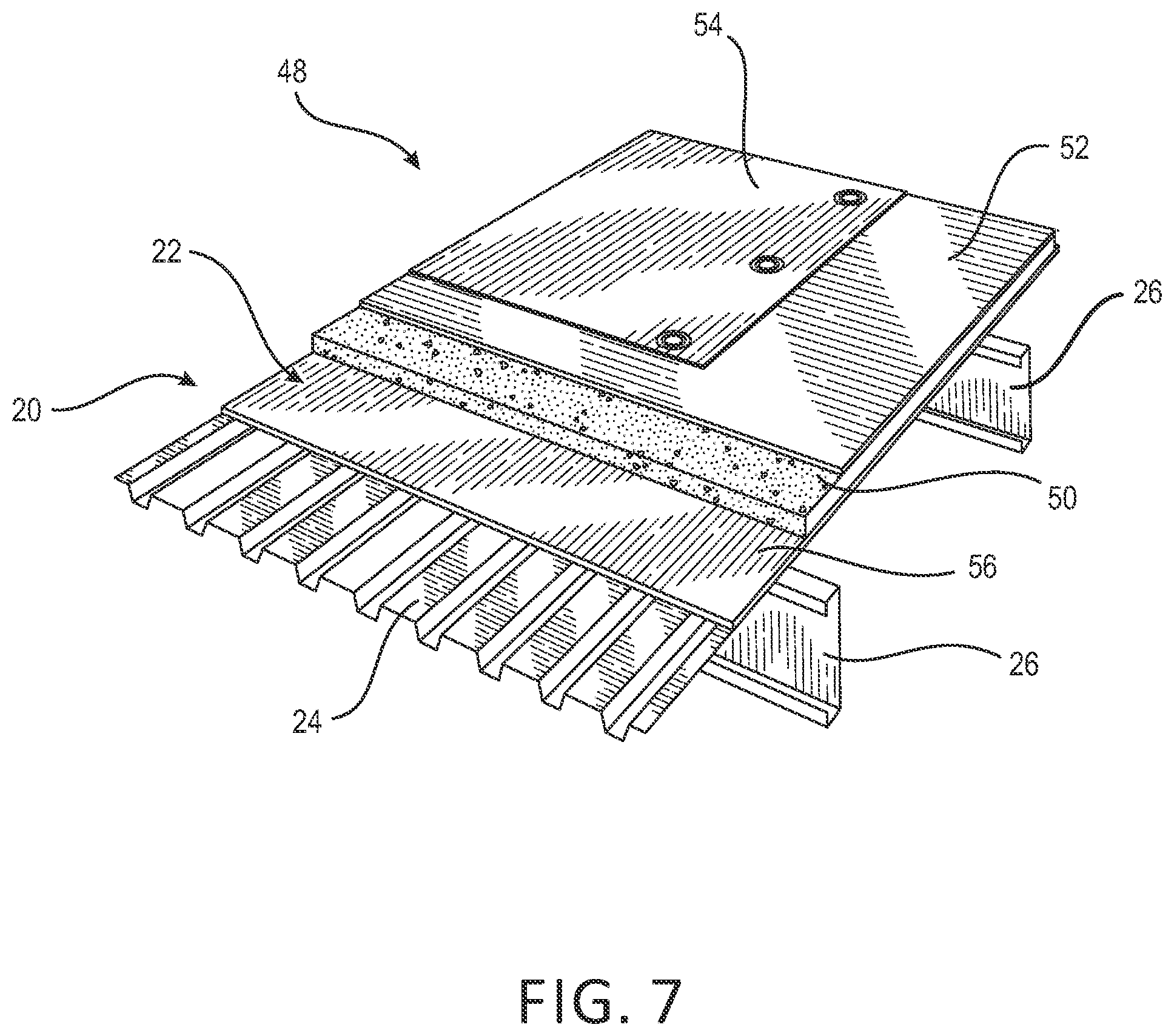 Patent US12345044 Figure 5 – Composite structure including a structural panel and a metal support