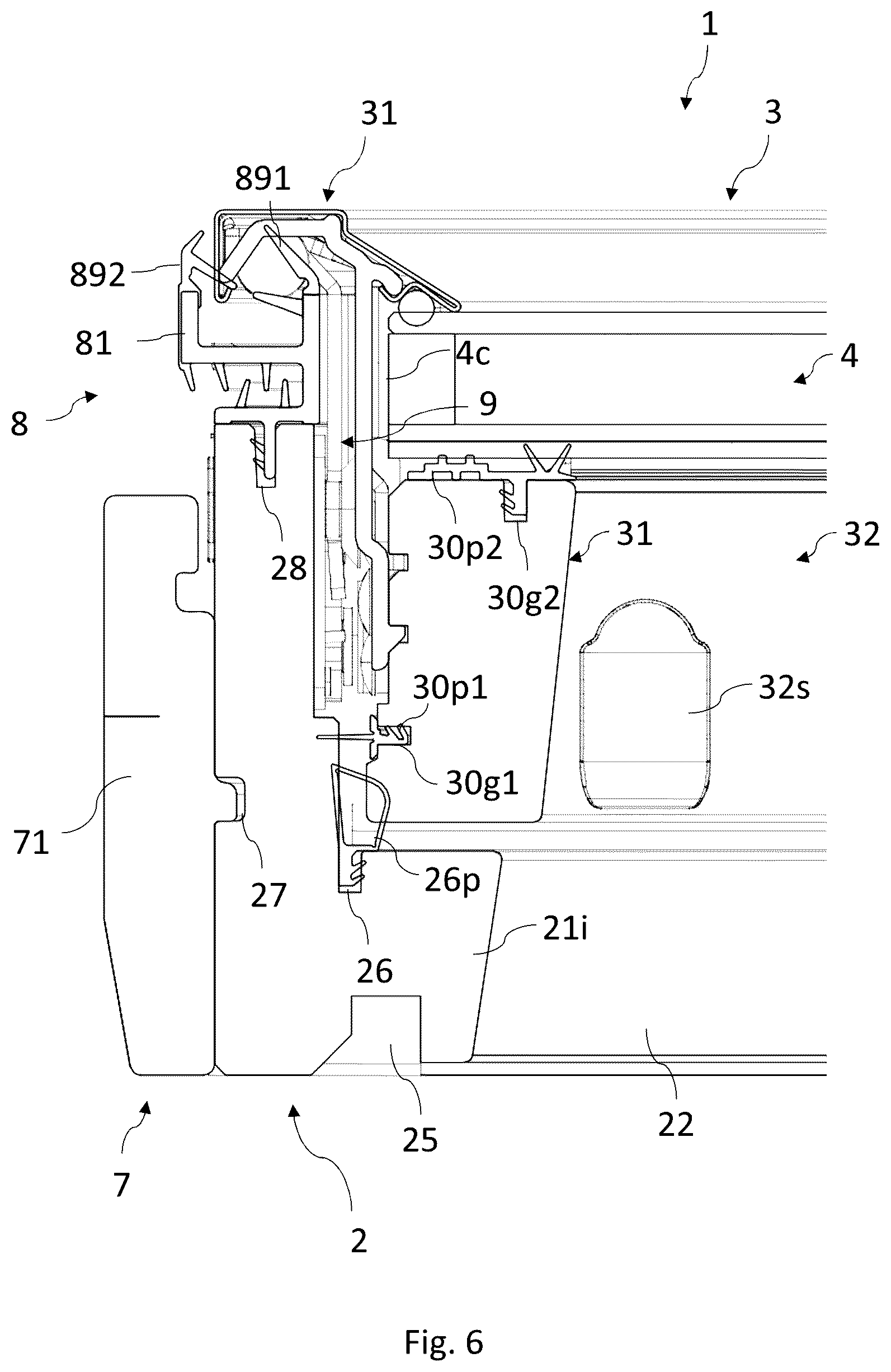 Patent US12345047 Figure 6 – Roof window comprising releasable components