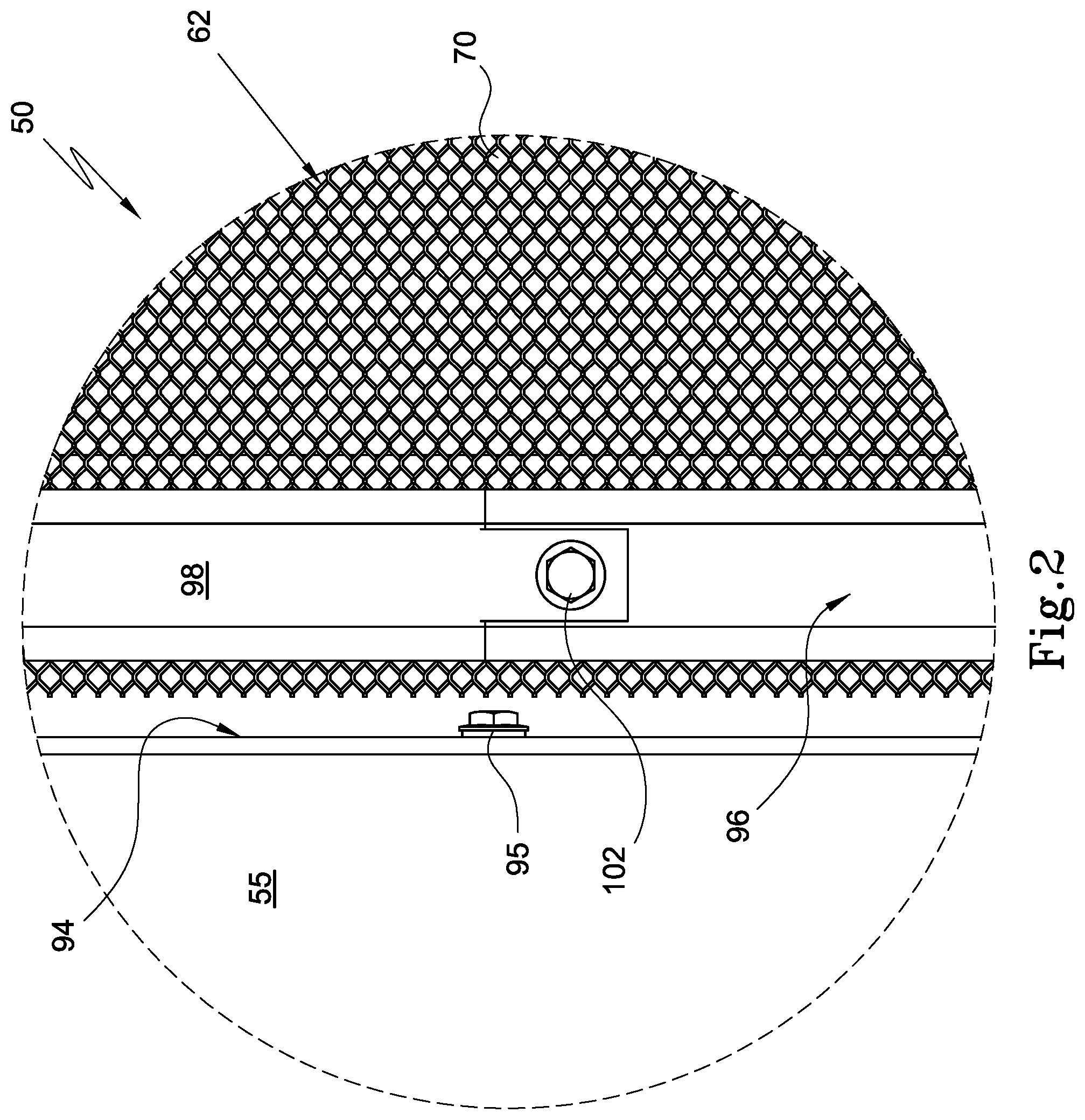 Patent US12345048 Figure 2 – Gutter installation and gutter mesh fastener