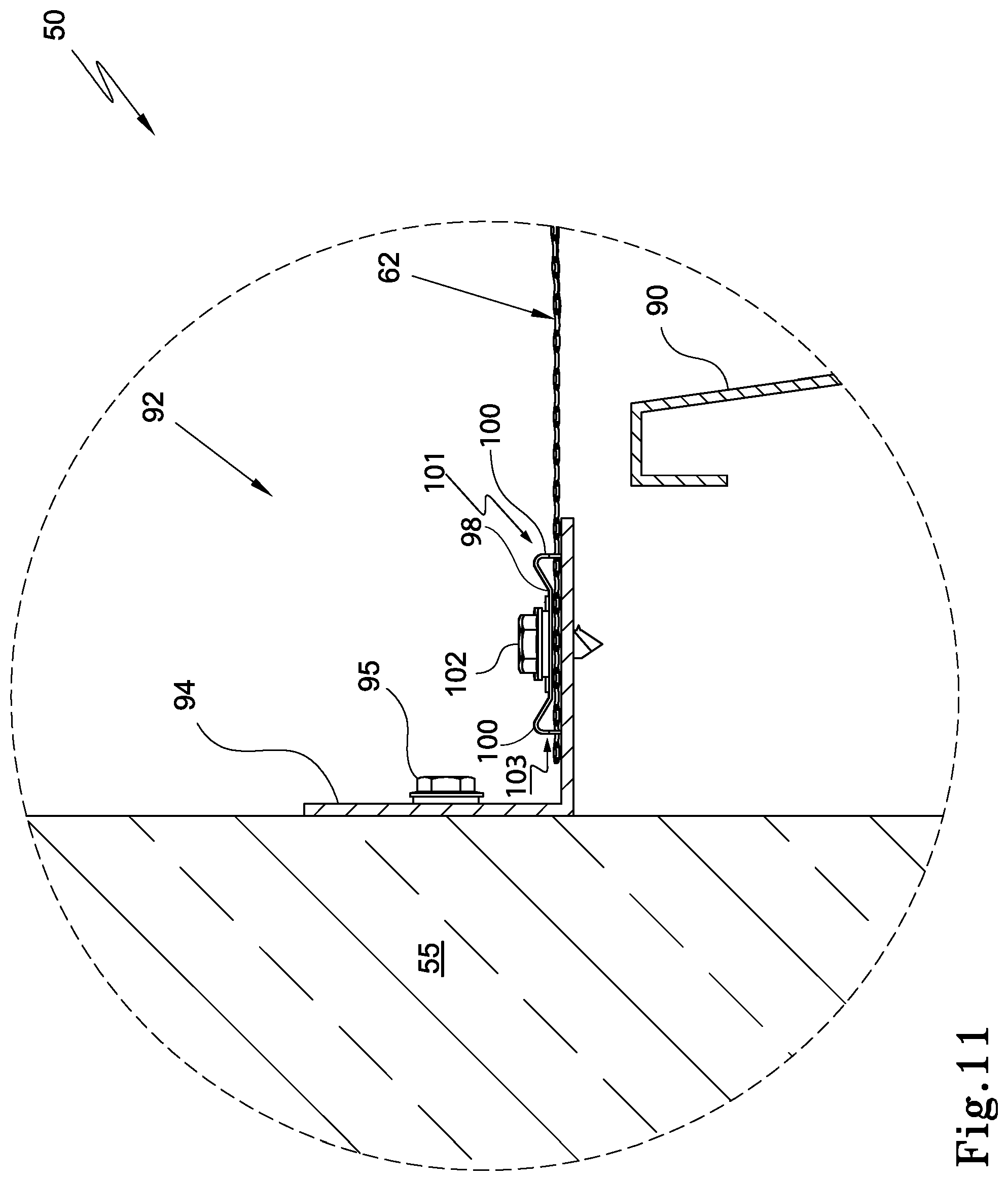 Patent US12345048 Figure 11 – Gutter installation and gutter mesh fastener