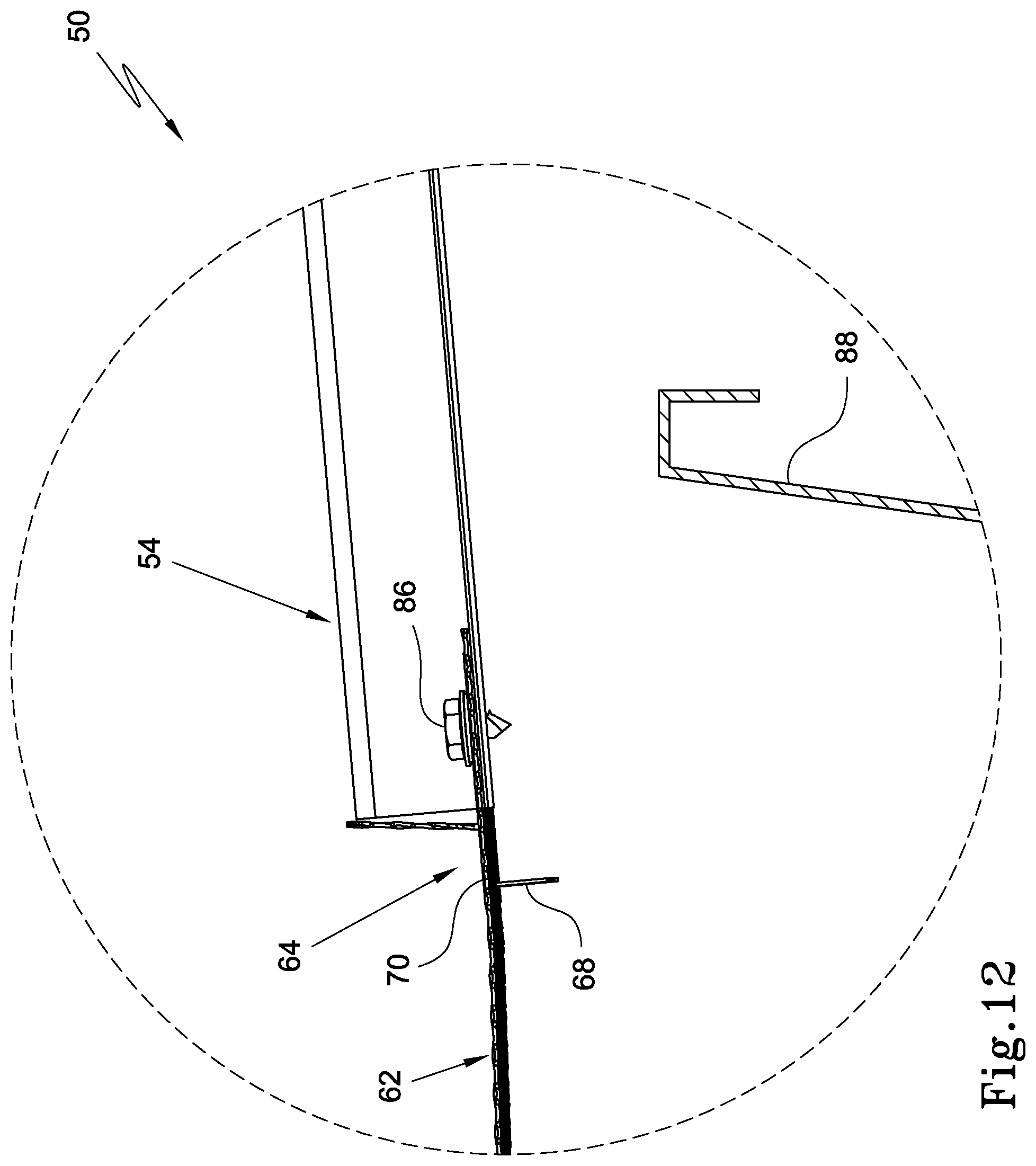 Patent US12345048 Figure 12 – Gutter installation and gutter mesh fastener