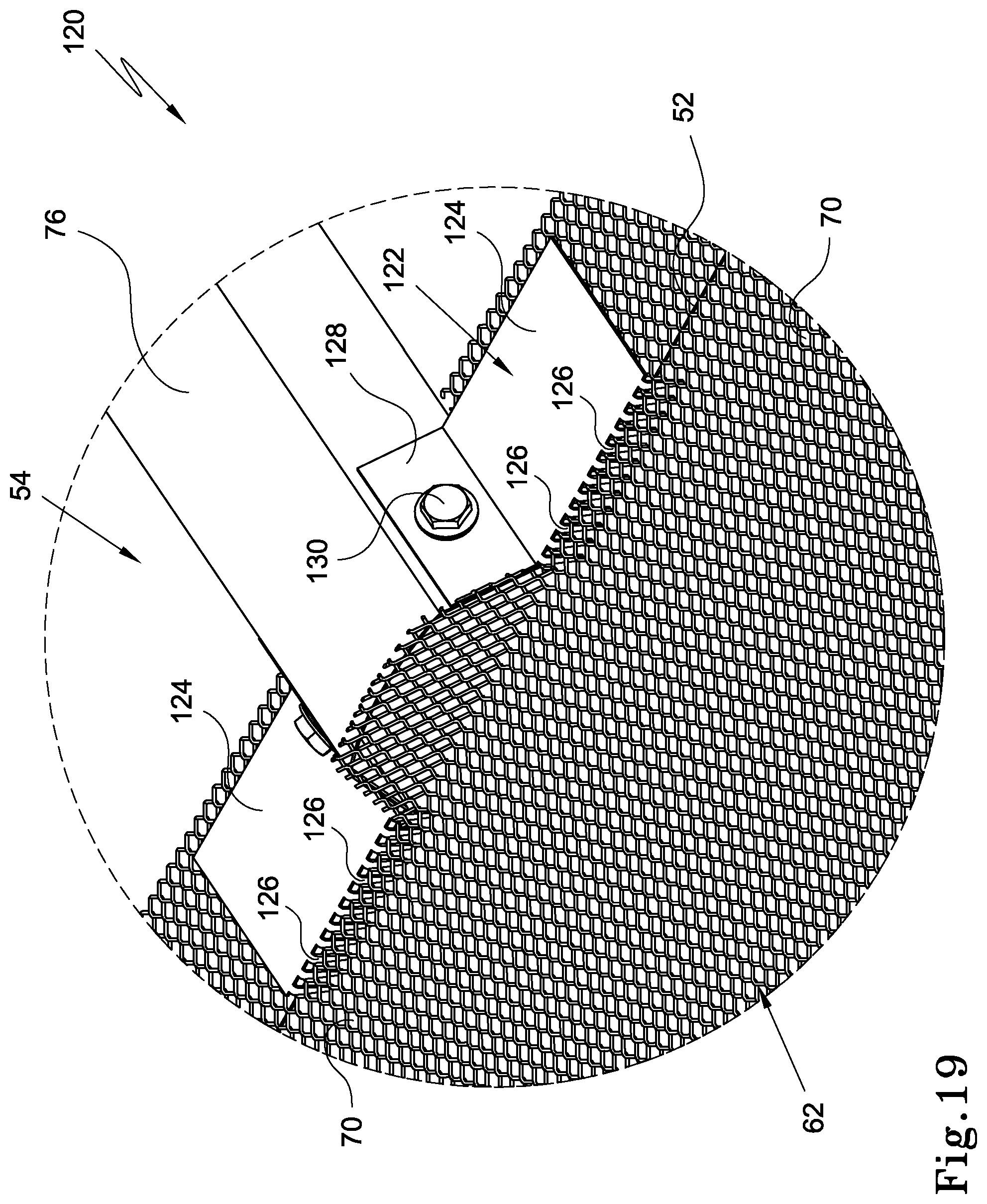 Patent US12345048 Figure 16 – Gutter installation and gutter mesh fastener