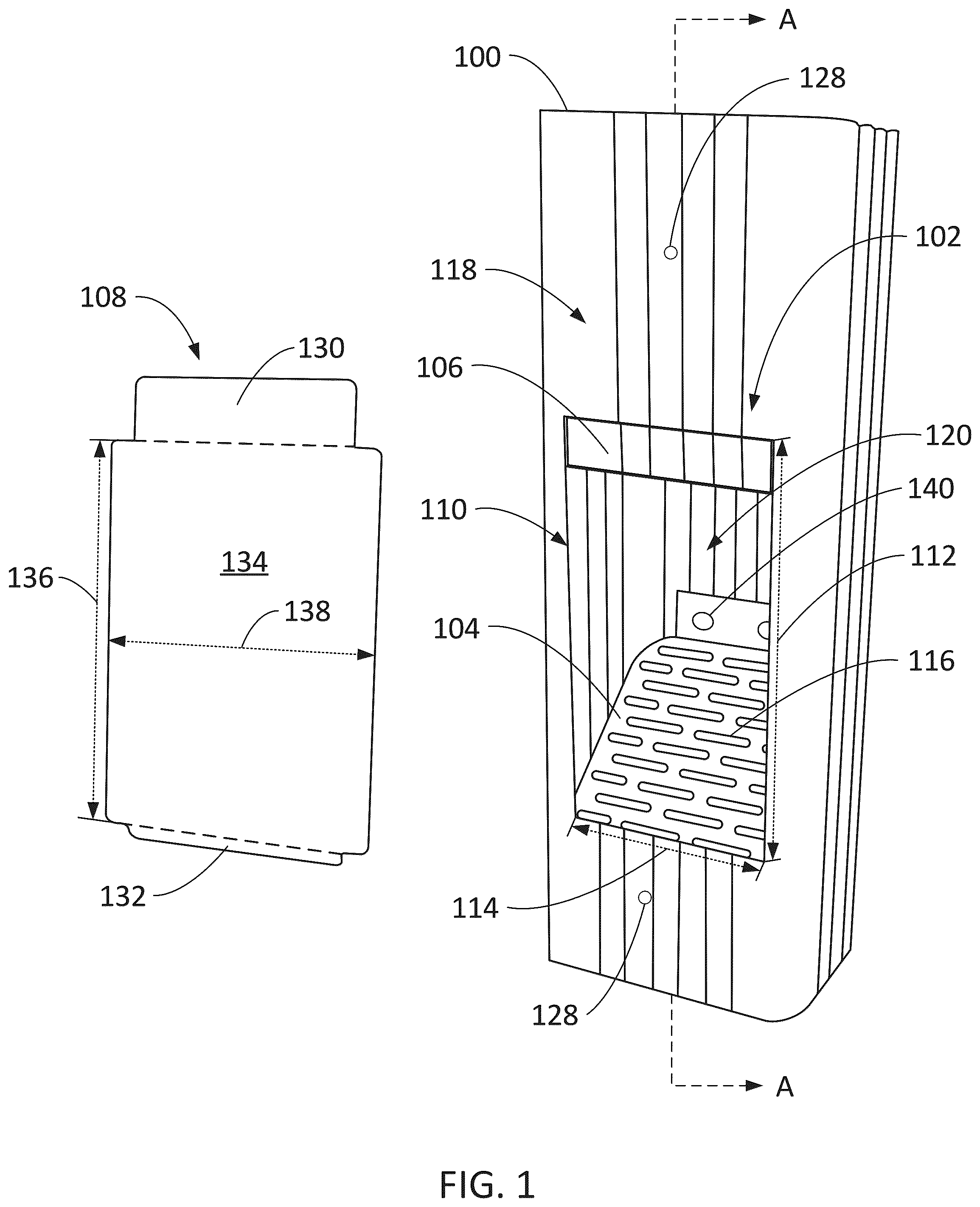 Patent US12345049 — Downspout with debris trap — Figure 1