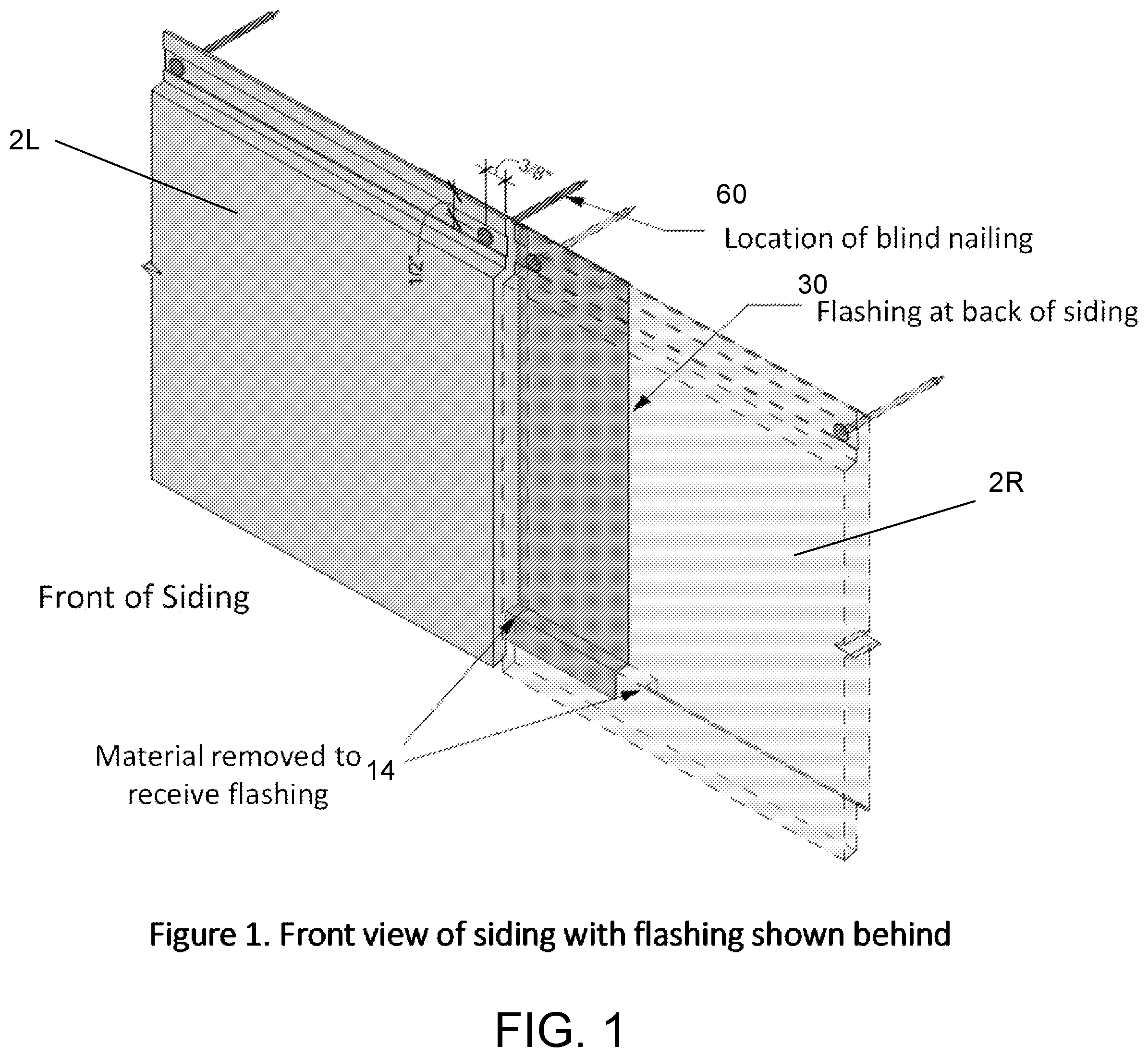 Patent US12345052 Figure 1 – System for flashing end joints of siding