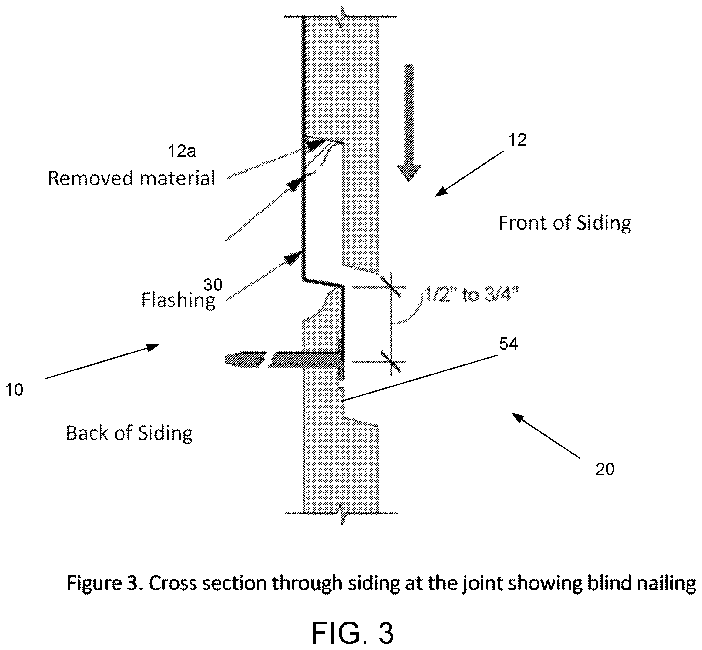 Patent US12345052 Figure 3 – System for flashing end joints of siding