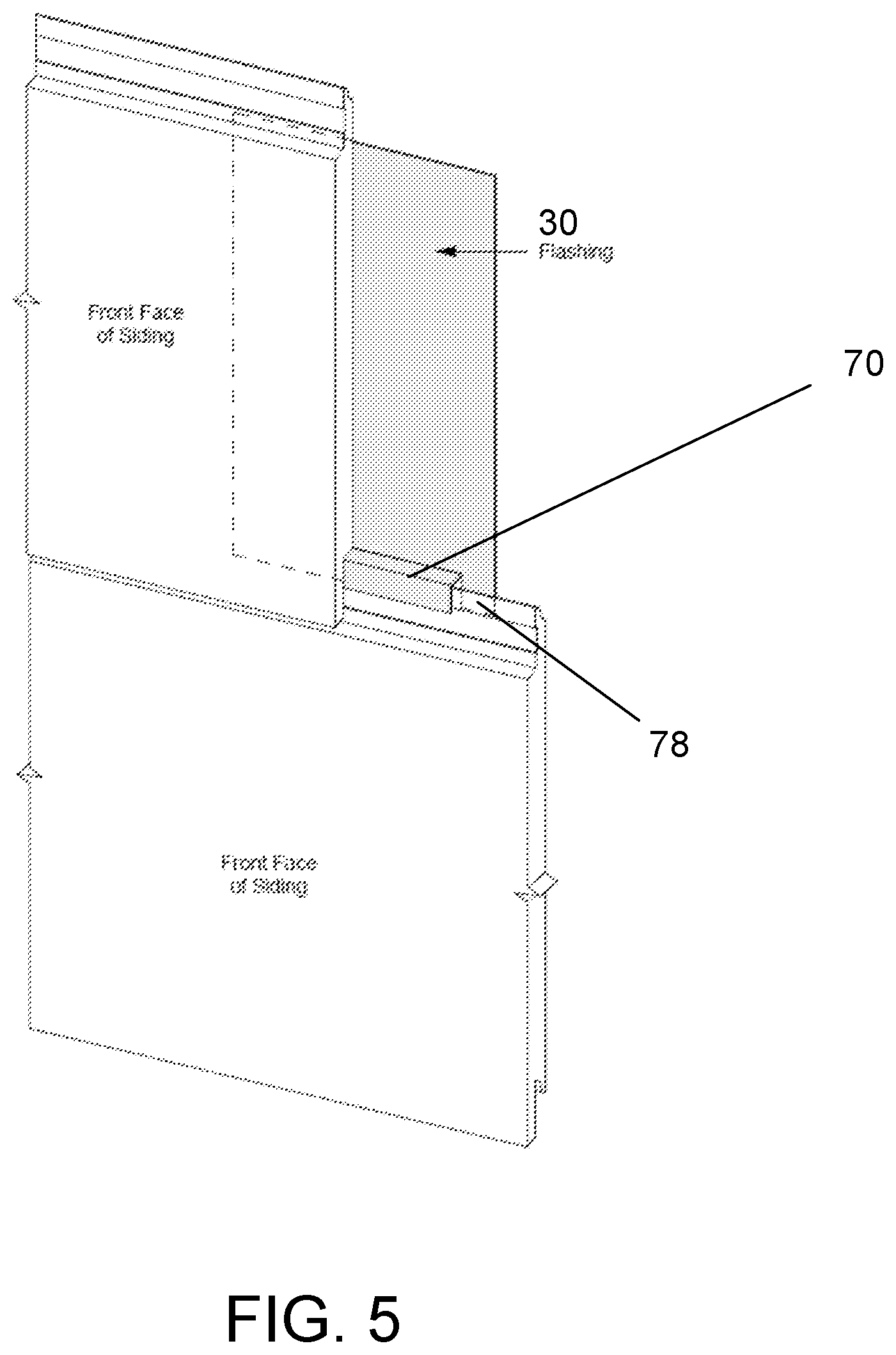 Patent US12345052 Figure 5 – System for flashing end joints of siding