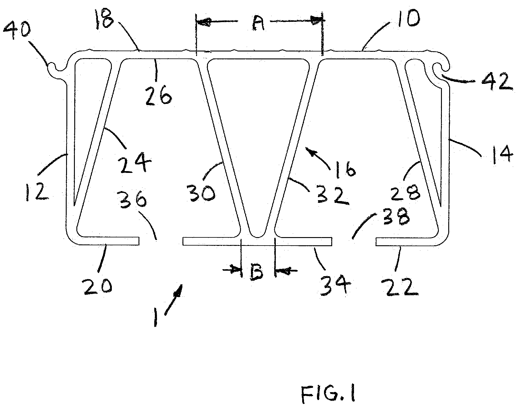 Patent US12345055 Figure 1 – Aluminum extruded plank