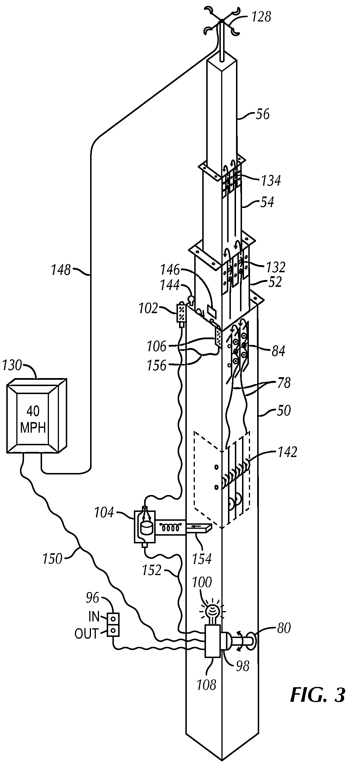 Patent US12345062 Figure 3 – High-intensity, telescoping light tower with safety features