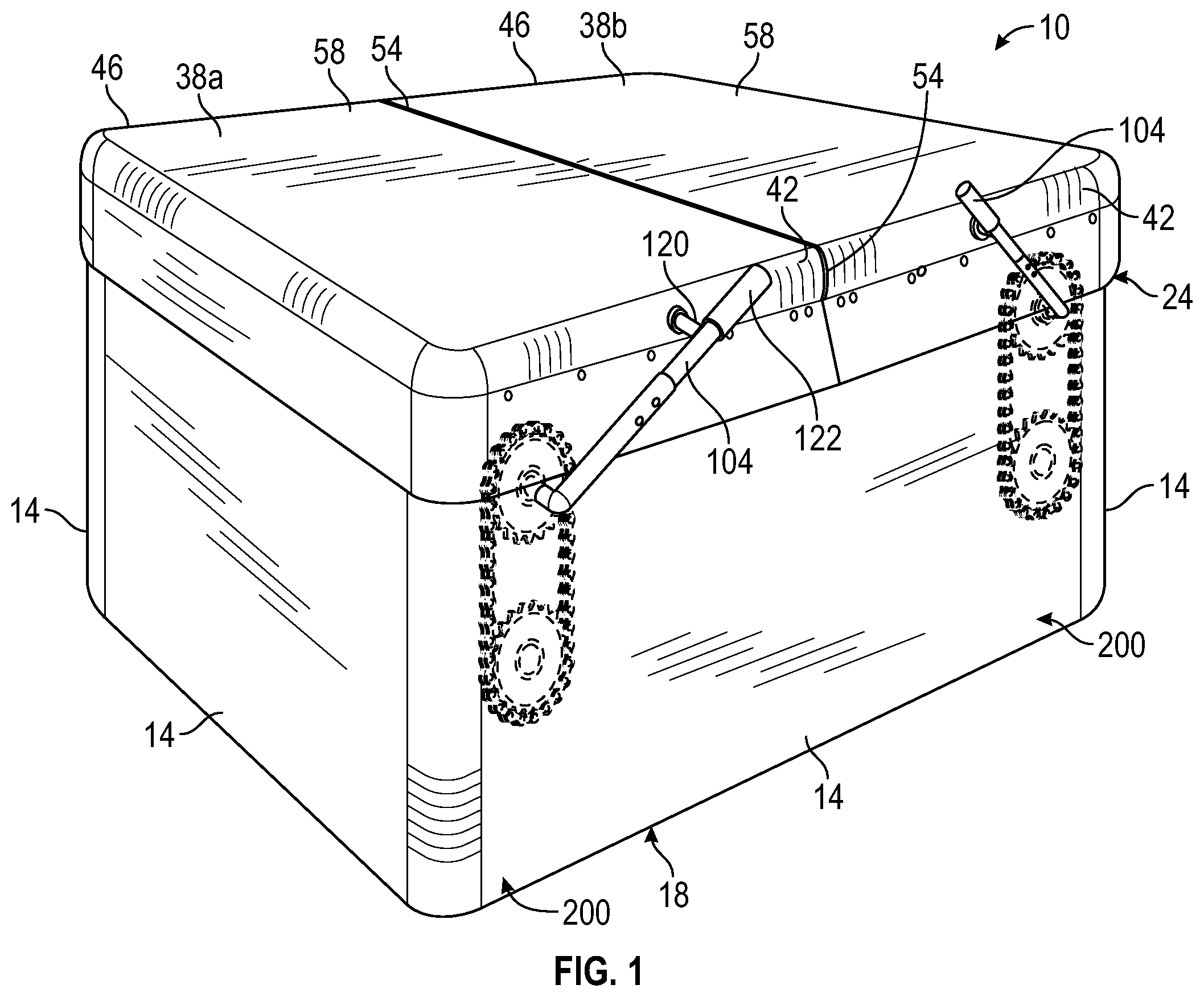 Patent US12345066 Figure 1 – Lift system for a spa cover