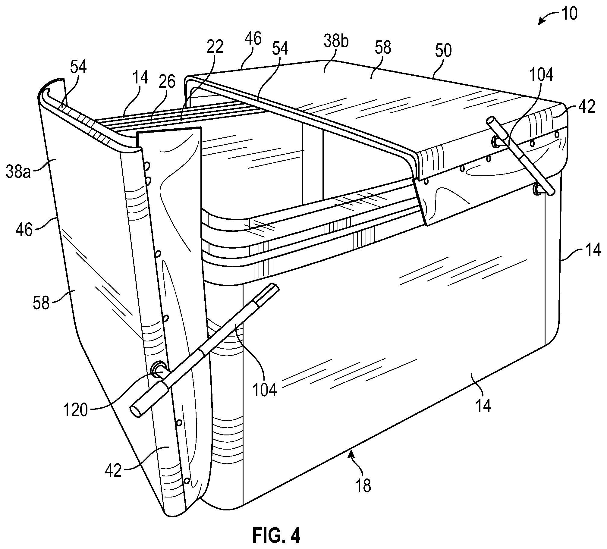 Patent US12345066 Figure 4 – Lift system for a spa cover