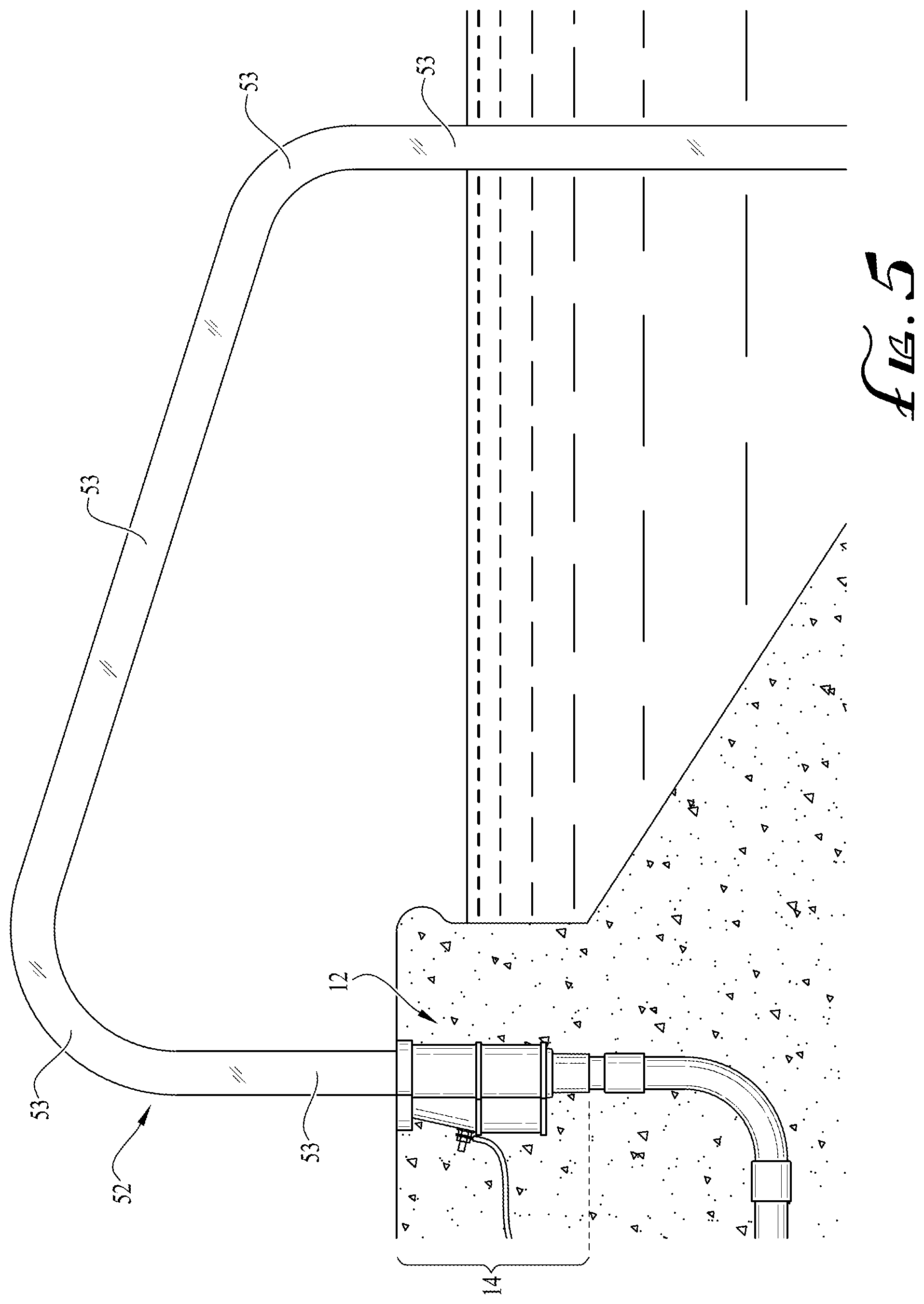 Patent US12345069 Figure 5 – Deck or slab anchor housing power supply for pool and other high-moisture operating environment powered devices