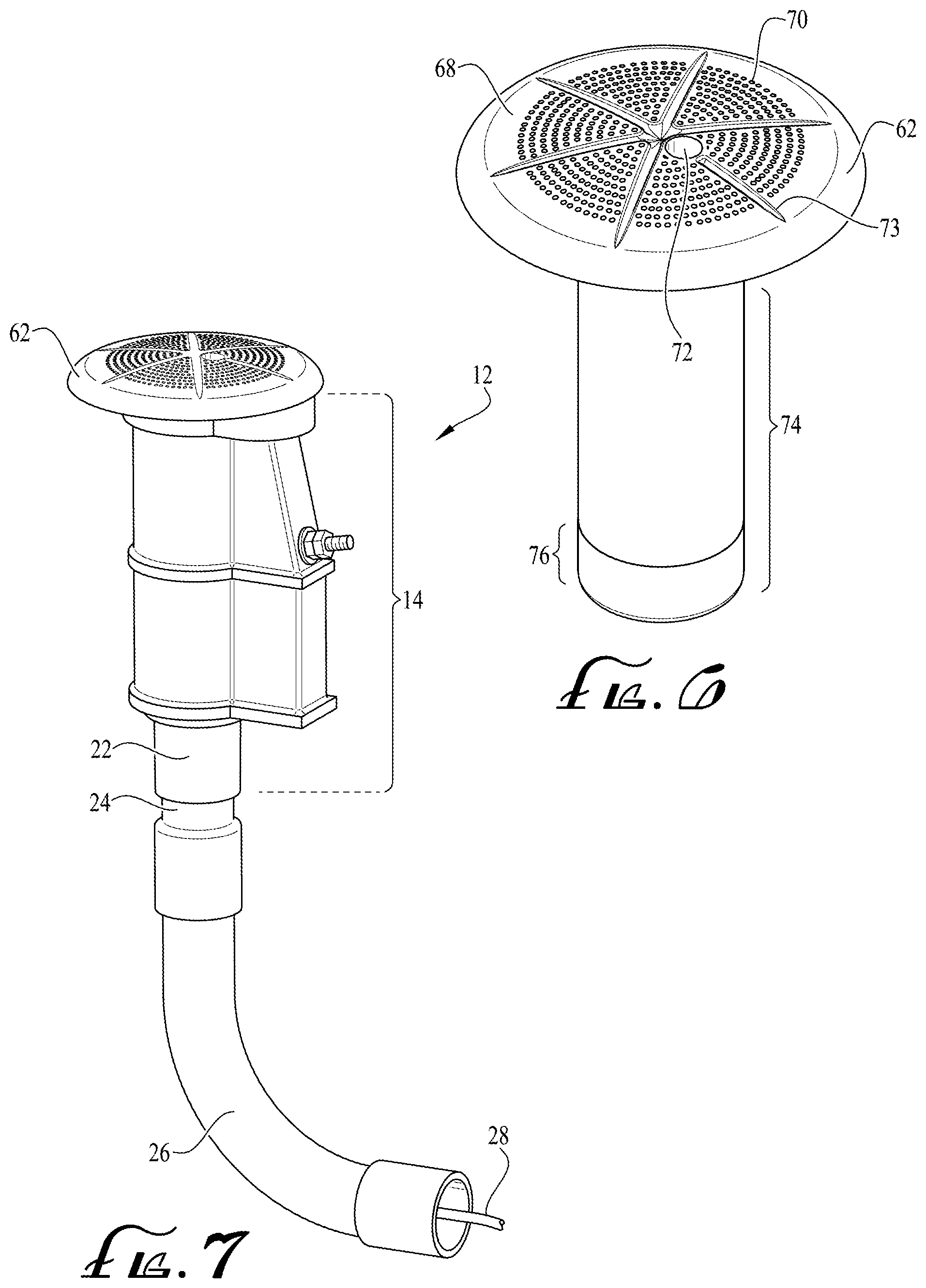 Patent US12345069 Figure 6 – Deck or slab anchor housing power supply for pool and other high-moisture operating environment powered devices