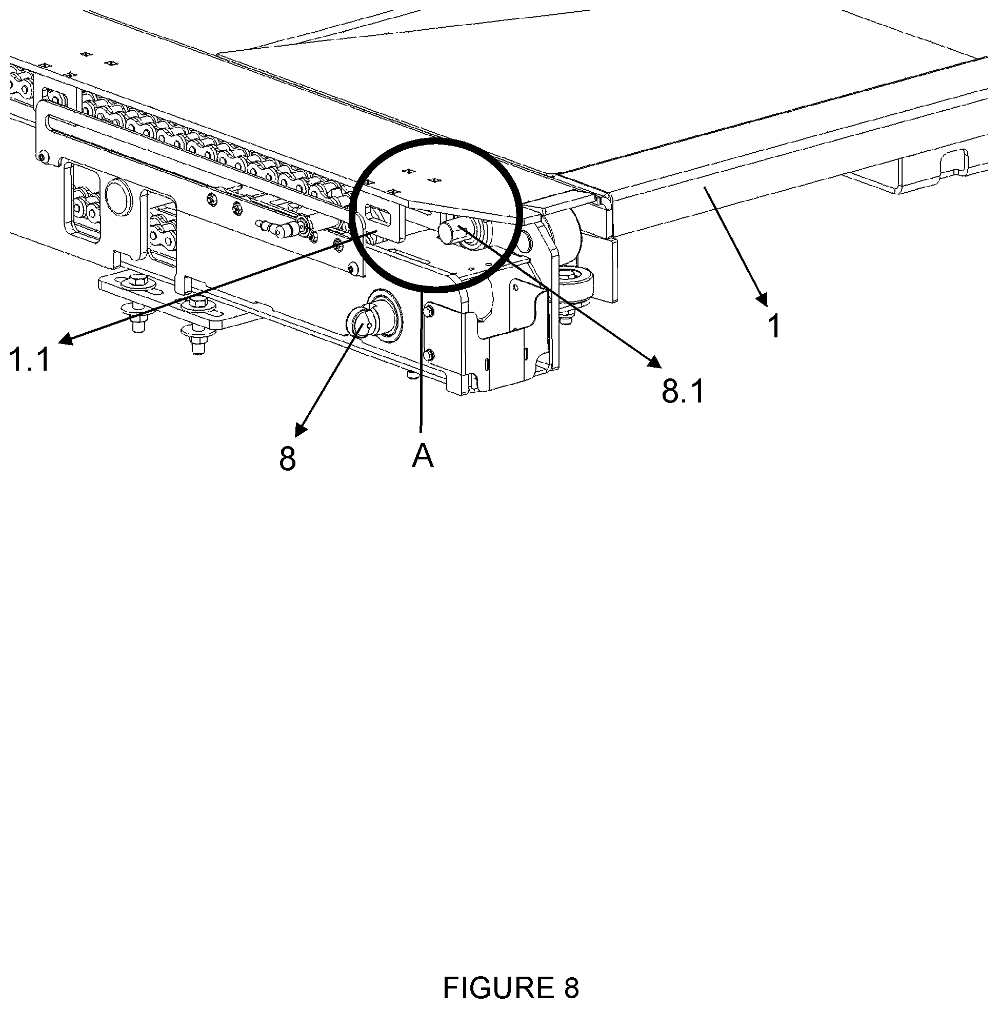 Patent US12345071 Figure 8 – Automated parking floor conveyor systems