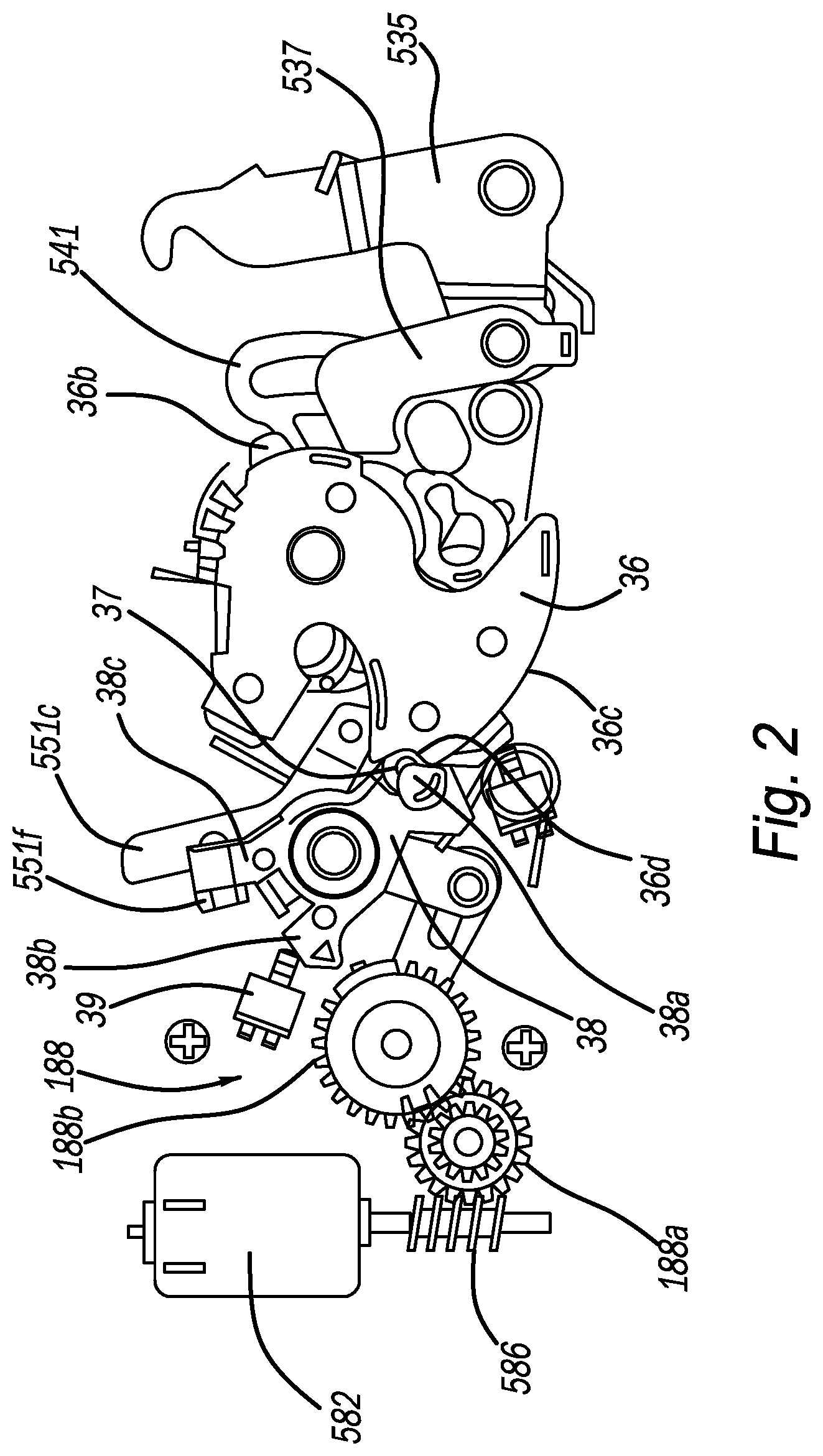 Patent US12345077 Figure 3 – Closure latch assembly equipped with a power cinch mechanism having a cinch pawl