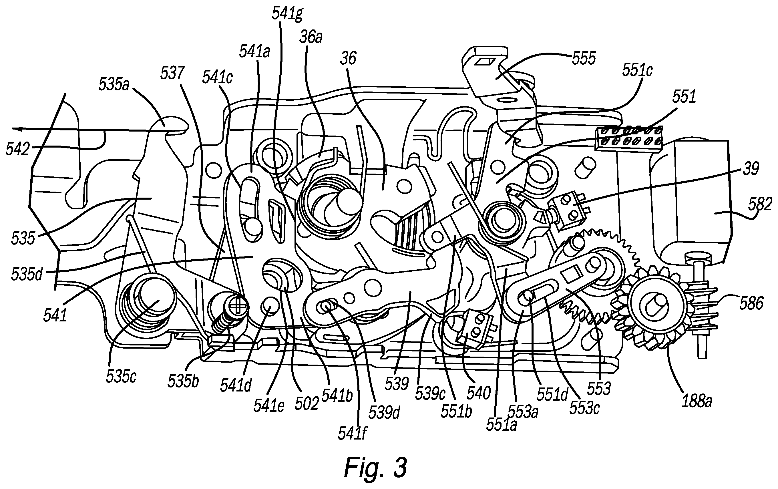 Patent US12345077 Figure 4 – Closure latch assembly equipped with a power cinch mechanism having a cinch pawl