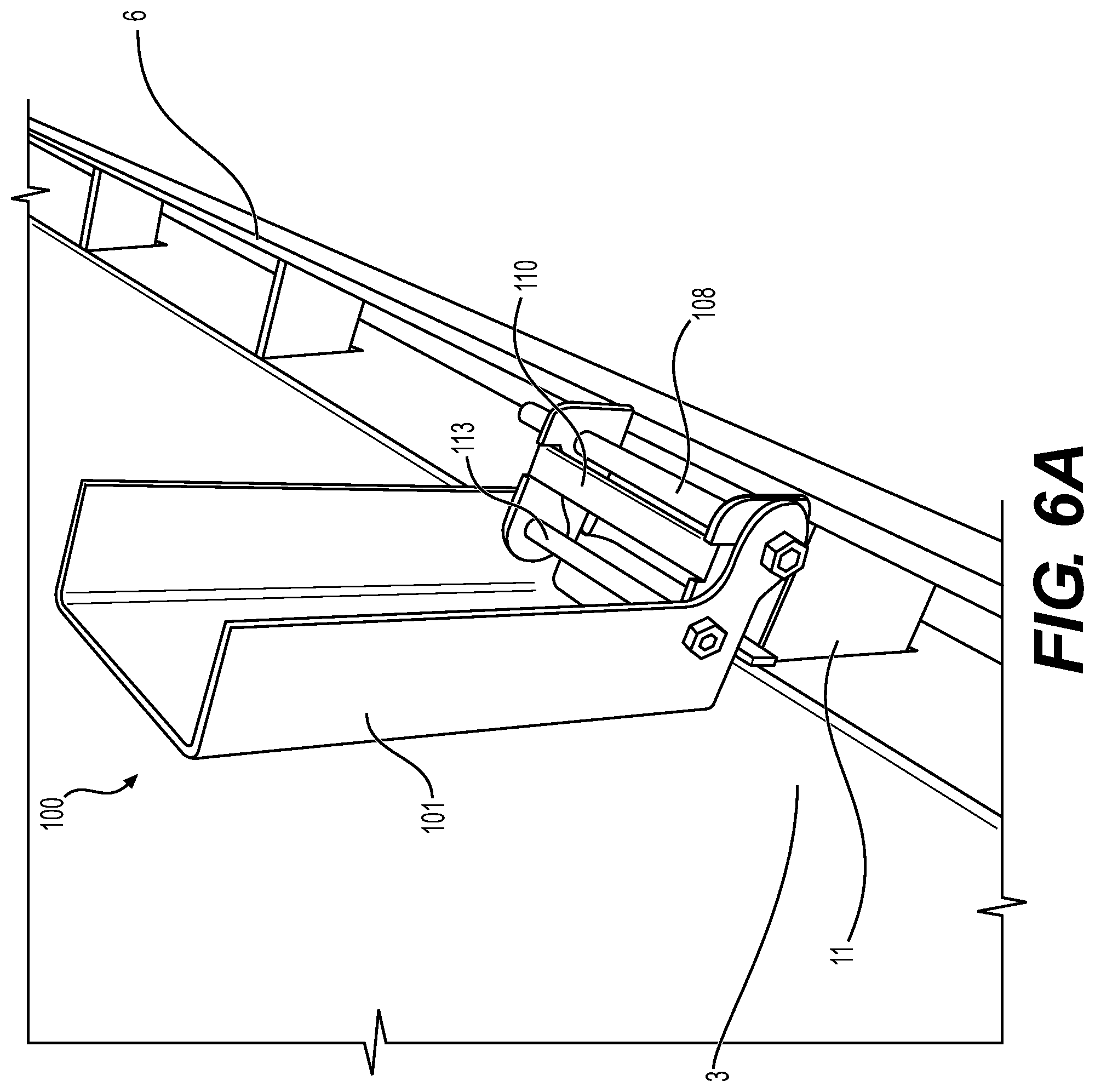 Patent US12345079 Figure 6 – Stake post with locking hinge