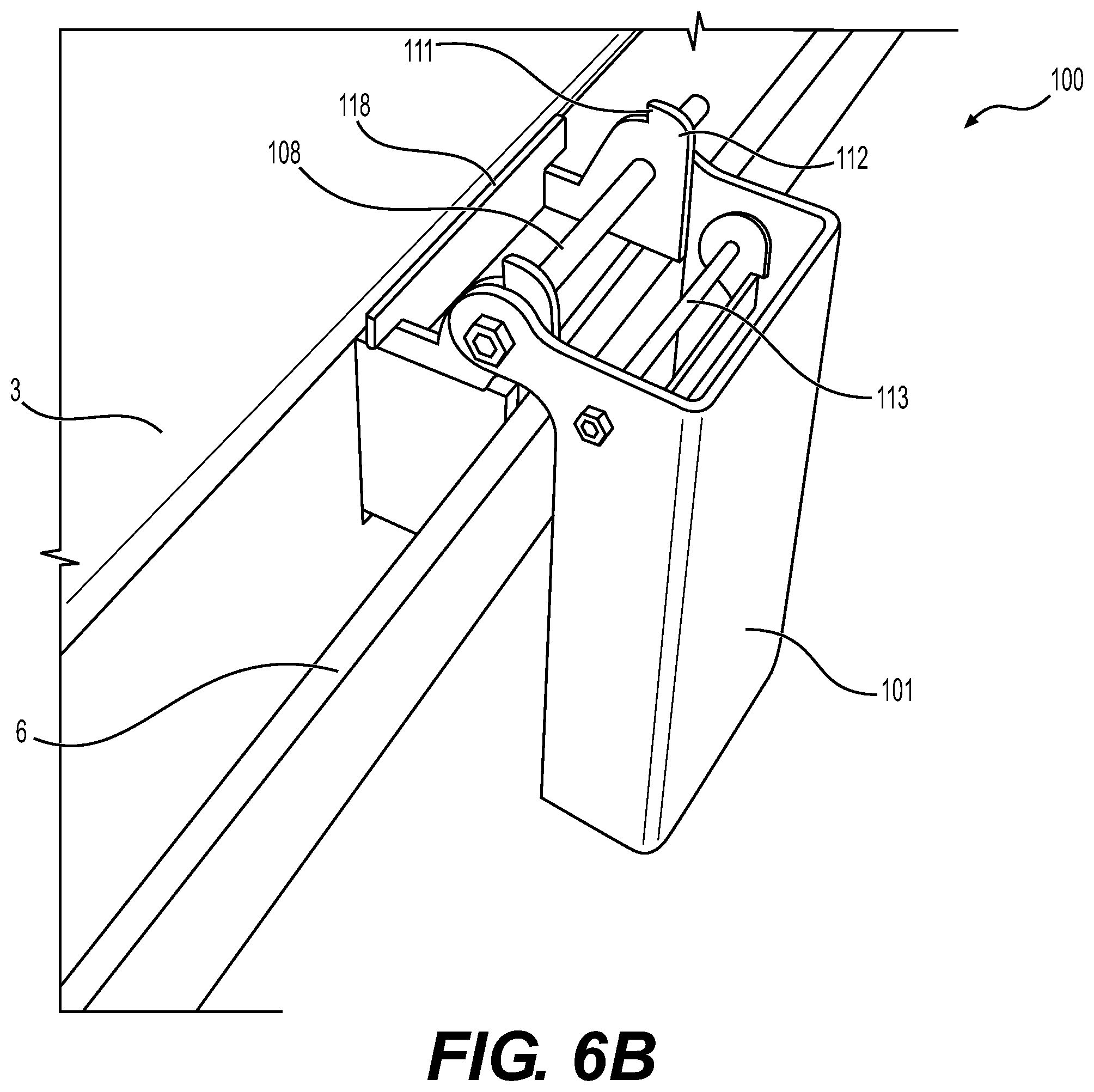 Patent US12345079 Figure 7 – Stake post with locking hinge
