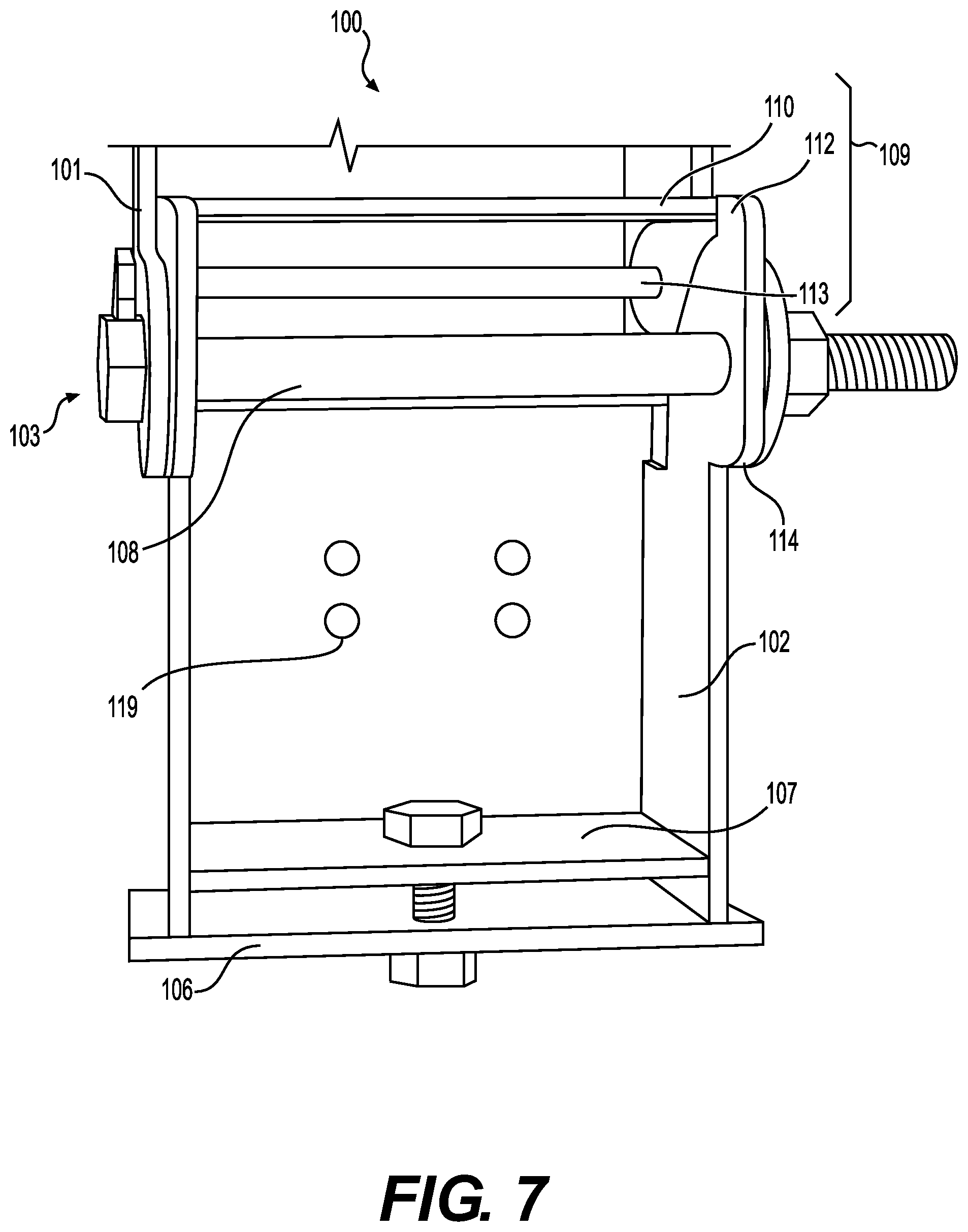 Patent US12345079 Figure 8 – Stake post with locking hinge