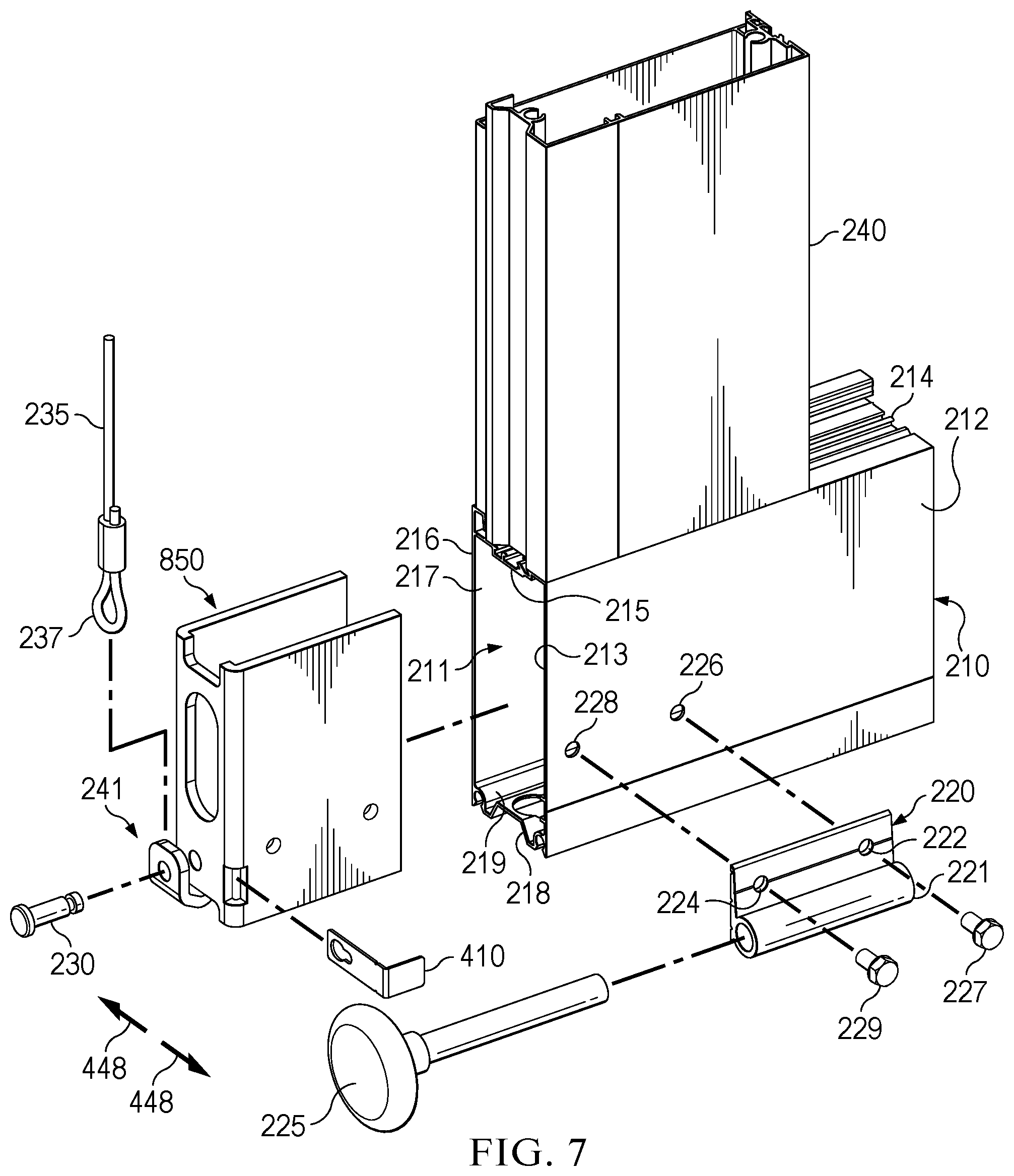 Patent US12345081 Figure 8 – Lower bracket and anchor system for a movable barrier