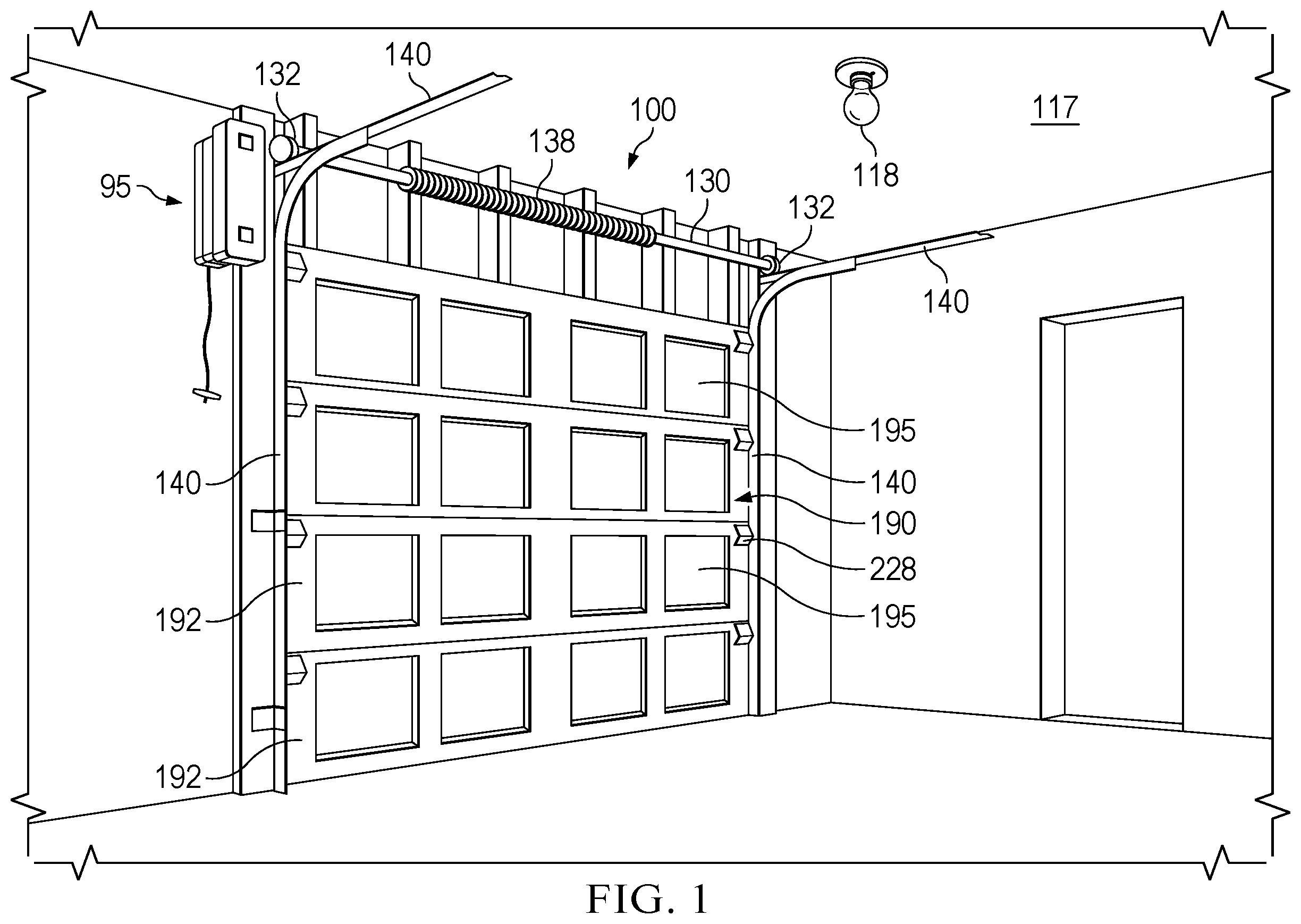 Patent US12345082 Figure 1 – Universal roller bracket for a movable barrier