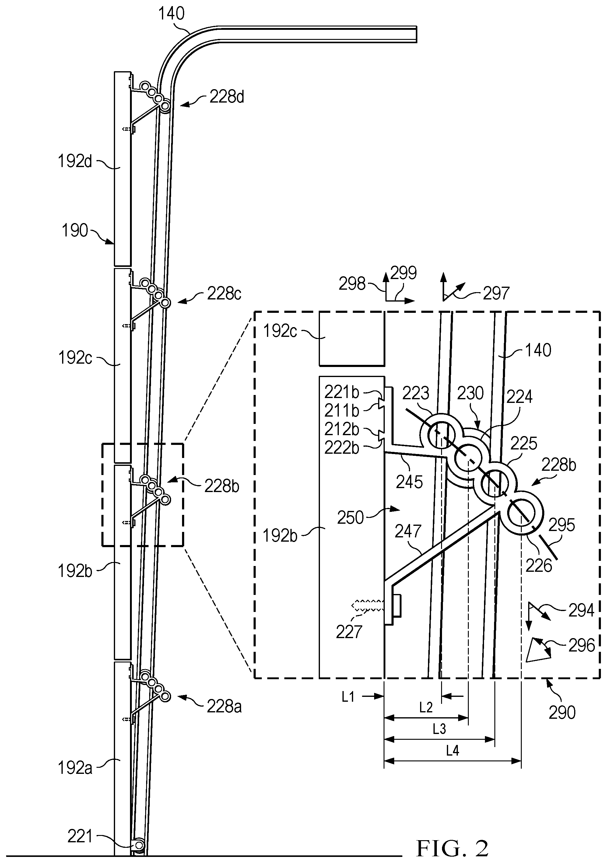 Patent US12345082 Figure 2 – Universal roller bracket for a movable barrier