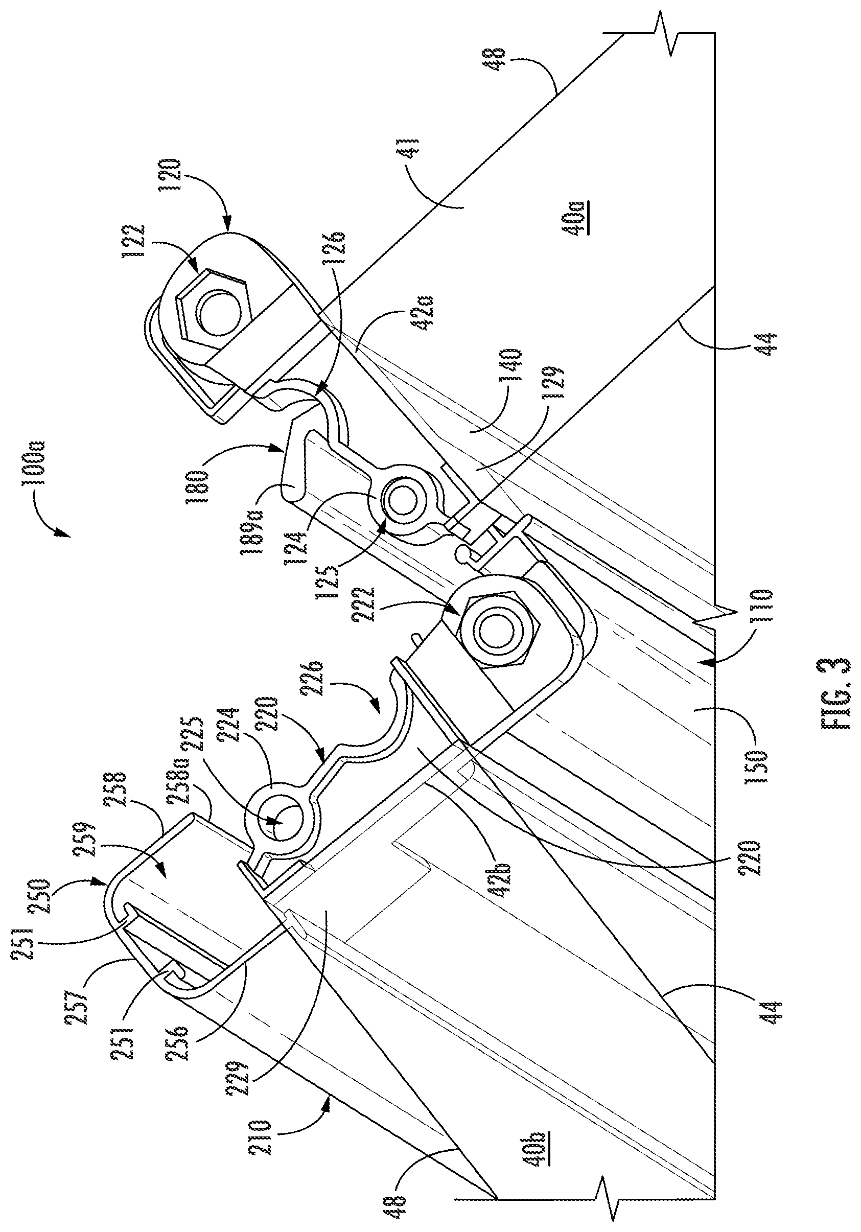 Patent US12345083 Figure 3 – Continuous locking hinge assemblies and folding door assemblies including the same