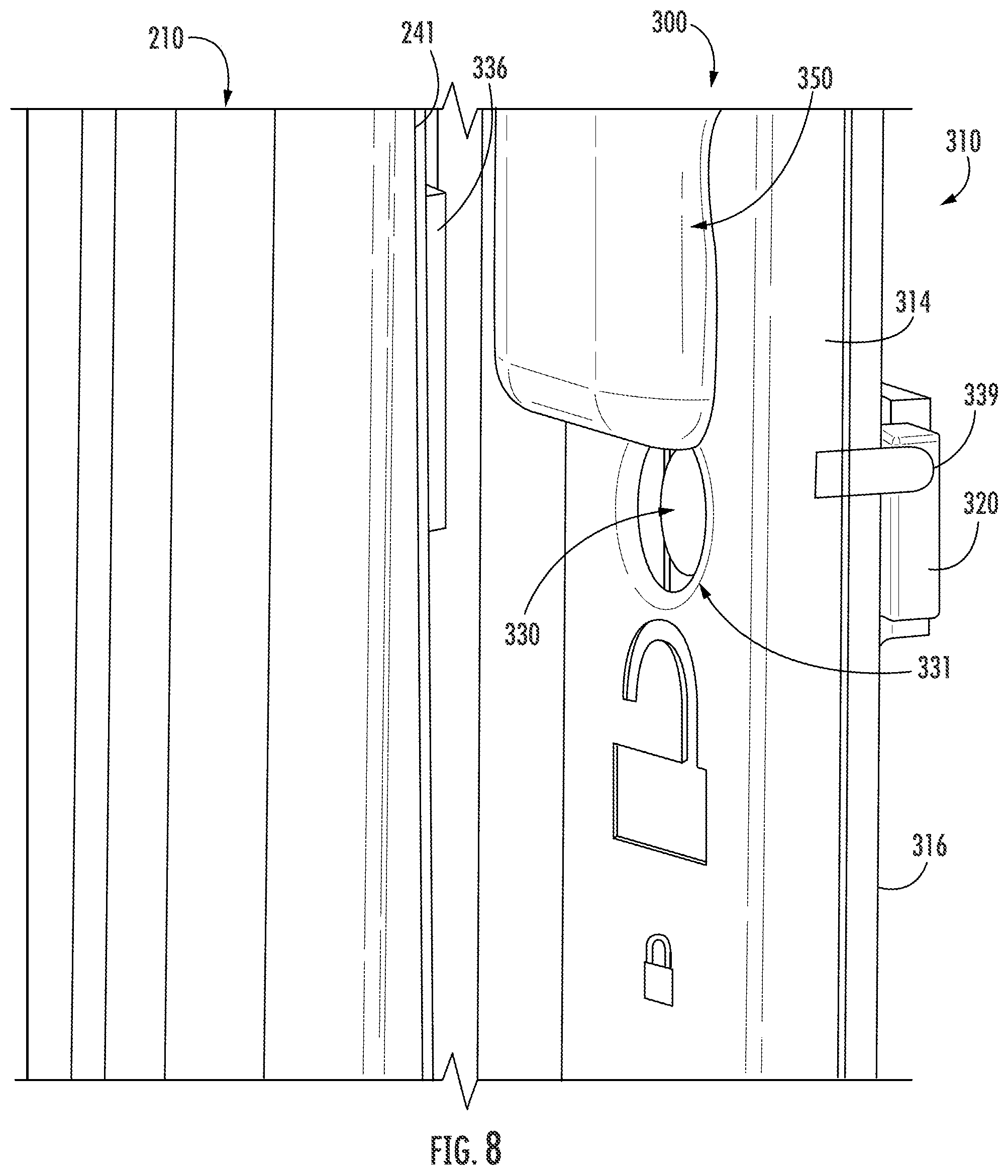 Patent US12345083 Figure 7 – Continuous locking hinge assemblies and folding door assemblies including the same