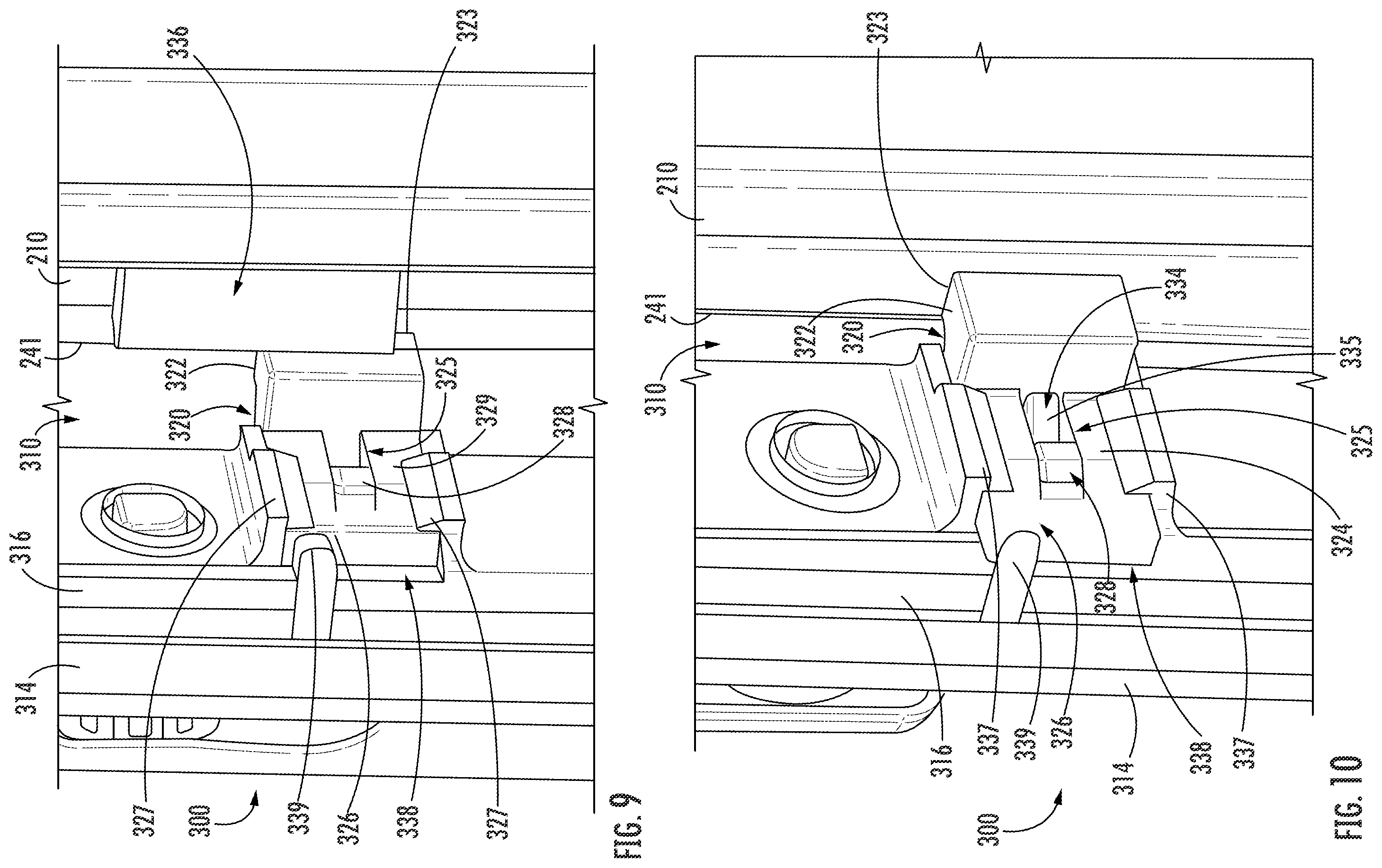 Patent US12345083 Figure 8 – Continuous locking hinge assemblies and folding door assemblies including the same