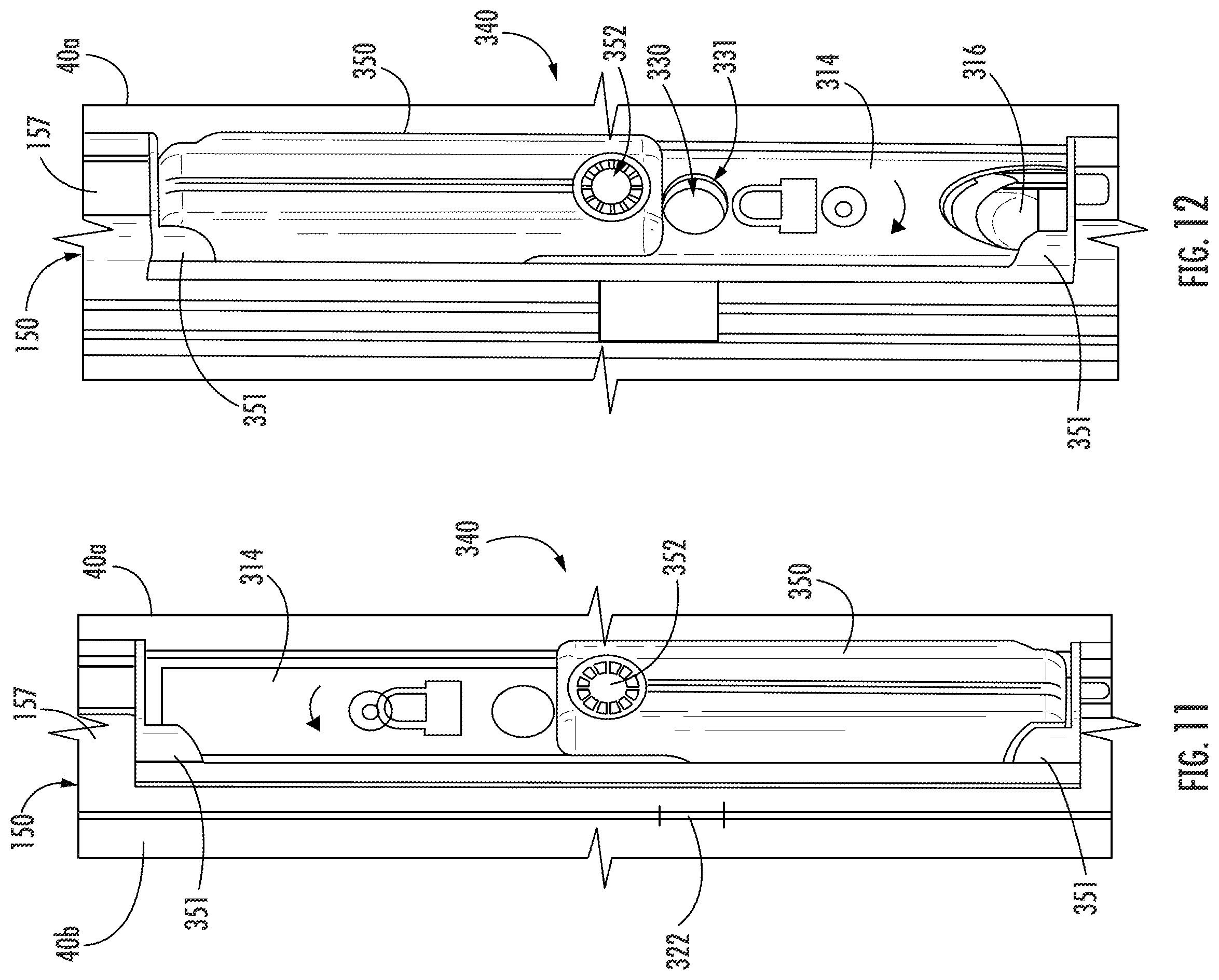 Patent US12345083 Figure 9 – Continuous locking hinge assemblies and folding door assemblies including the same