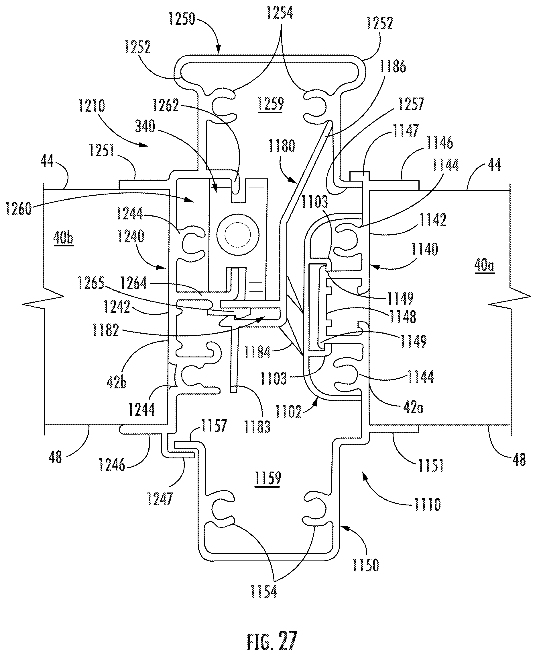 Patent US12345083 Figure 19 – Continuous locking hinge assemblies and folding door assemblies including the same
