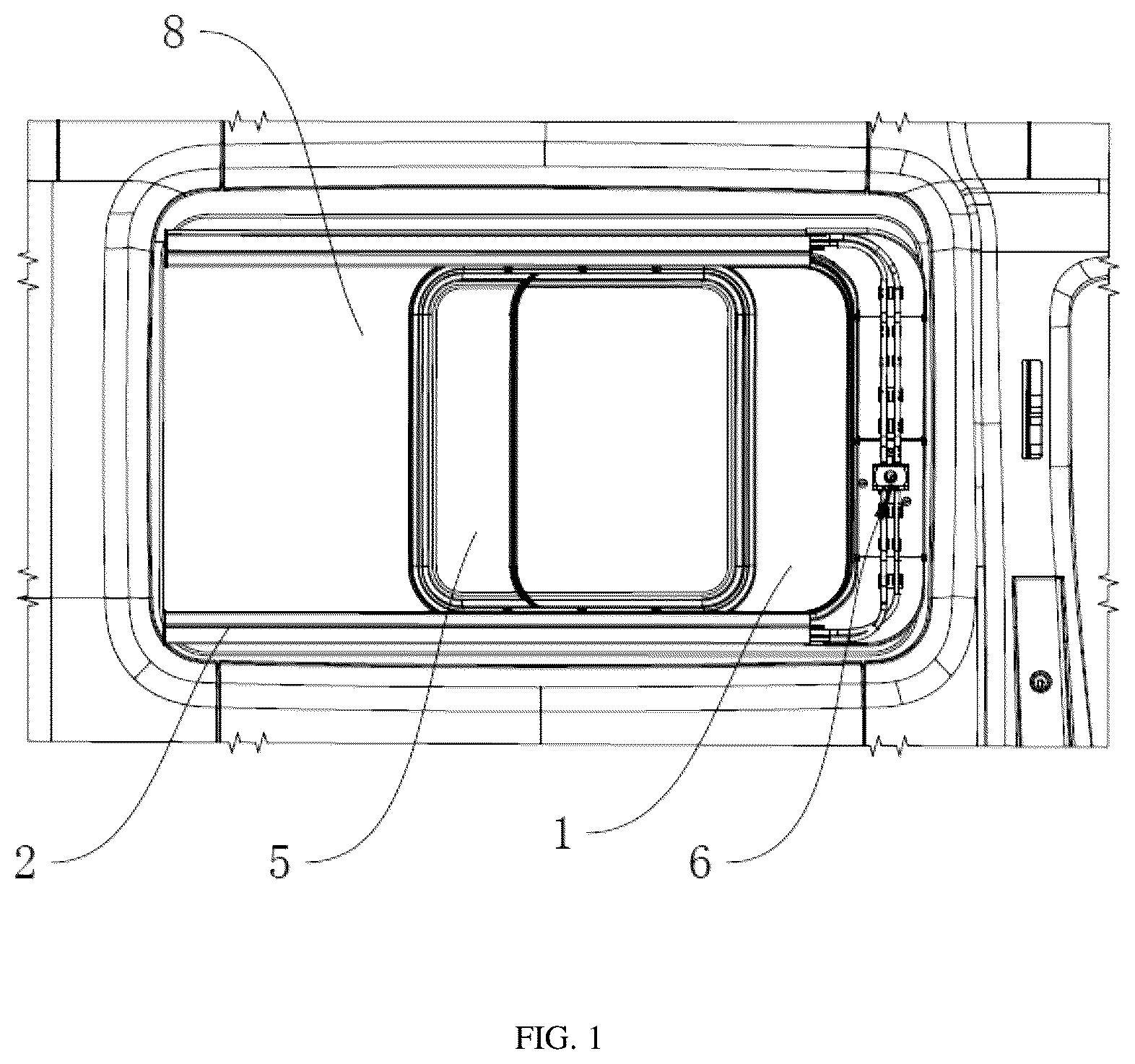 Patent US12345086 Figure 1 – Electrically driven sliding window for vehicle and vehicle