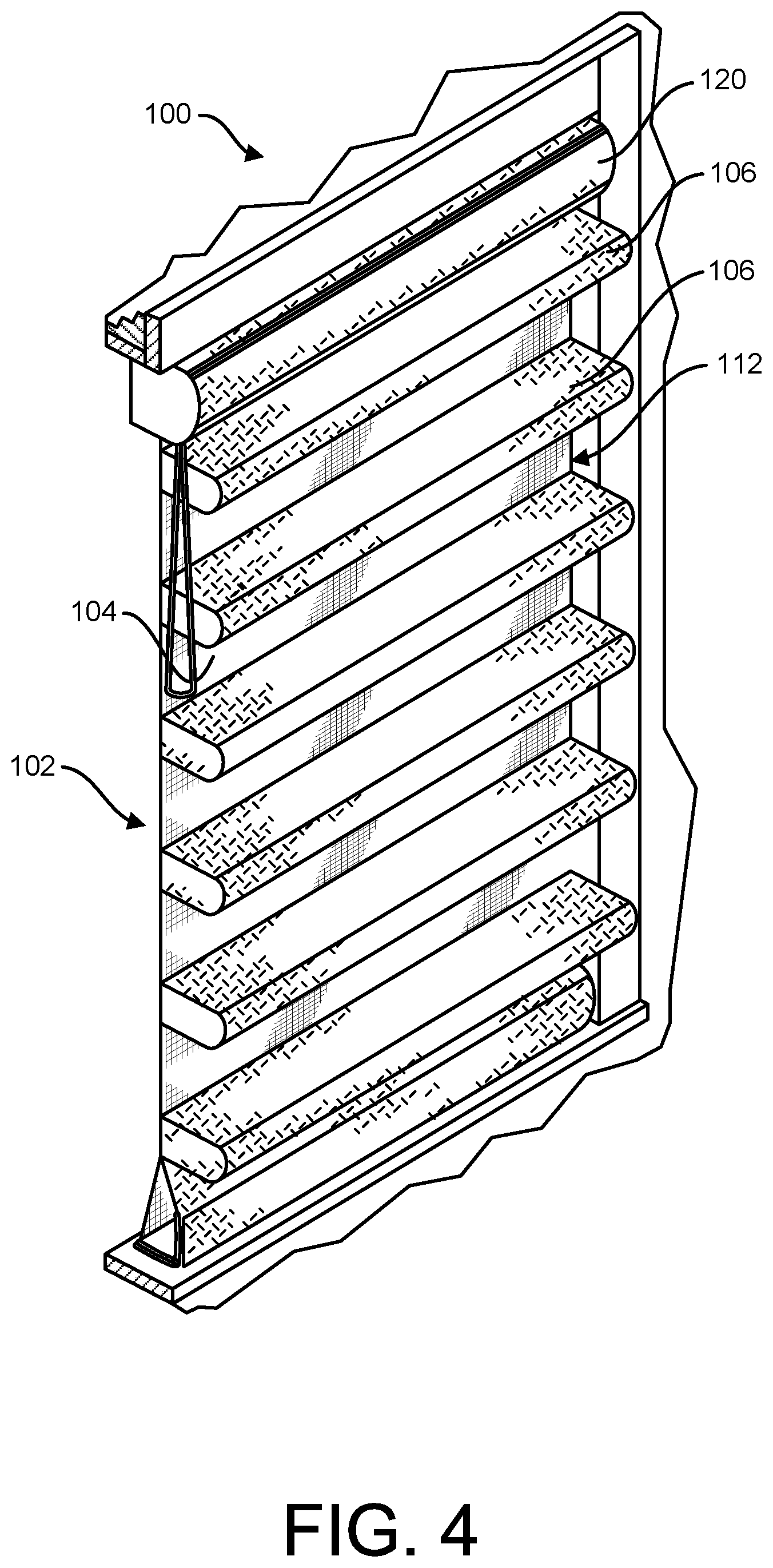 Patent US12345093 Figure 3 – Architectural covering with woven material